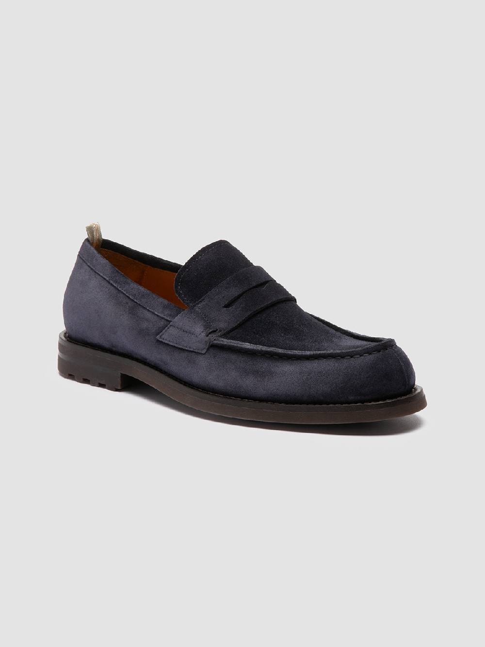 Officine Creative BELMONDO 006 Mocassini Penny in Pelle Scamosciata Blu In Saldo