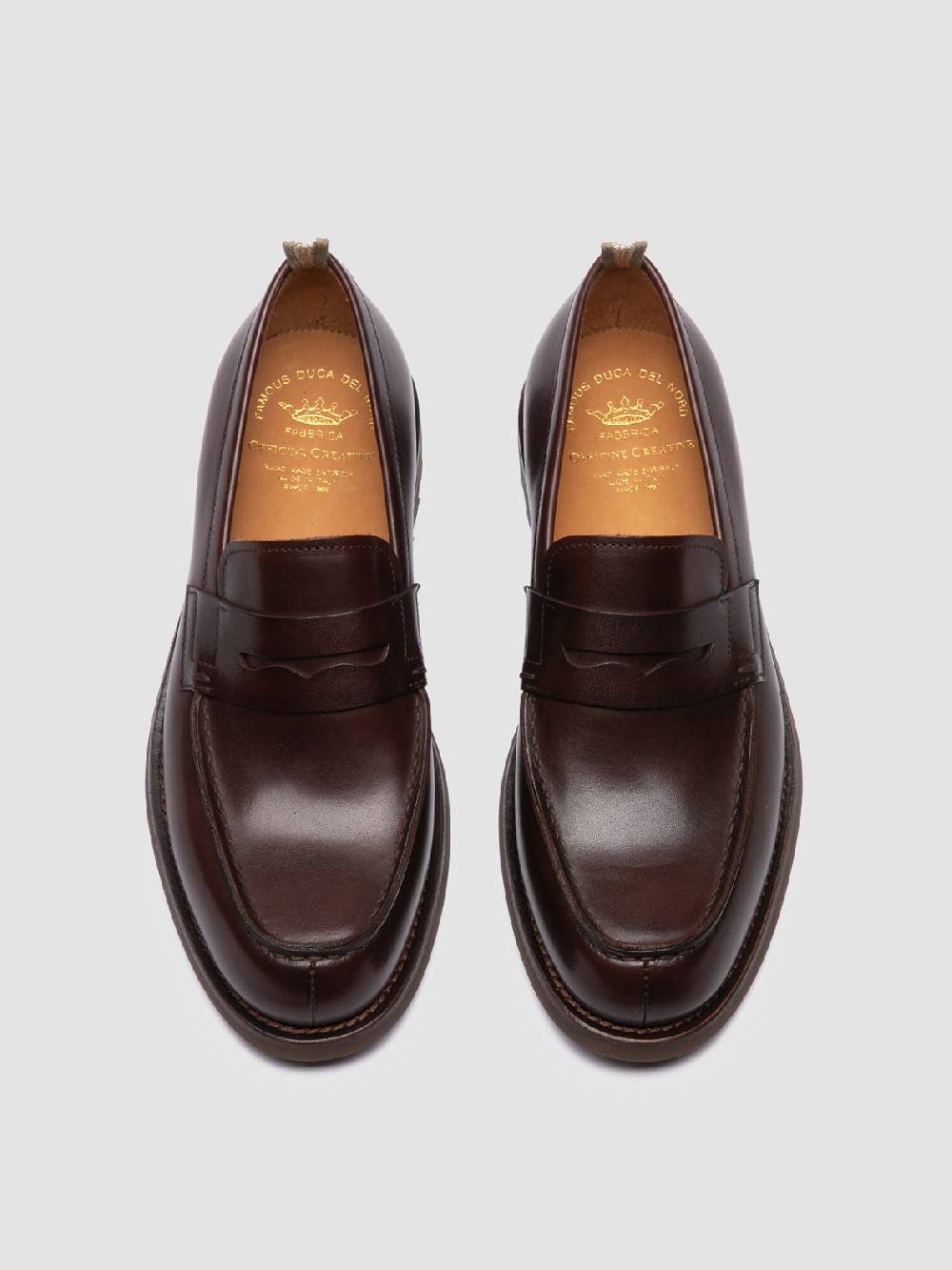 Officine Creative BELMONDO 006 Mocassini Penny in Pelle Scamosciata Marrone Nuova