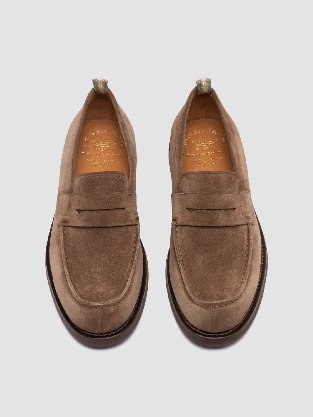 Officine Creative BELMONDO 006 Mocassini Penny in Pelle Scamosciata Tortora Moda