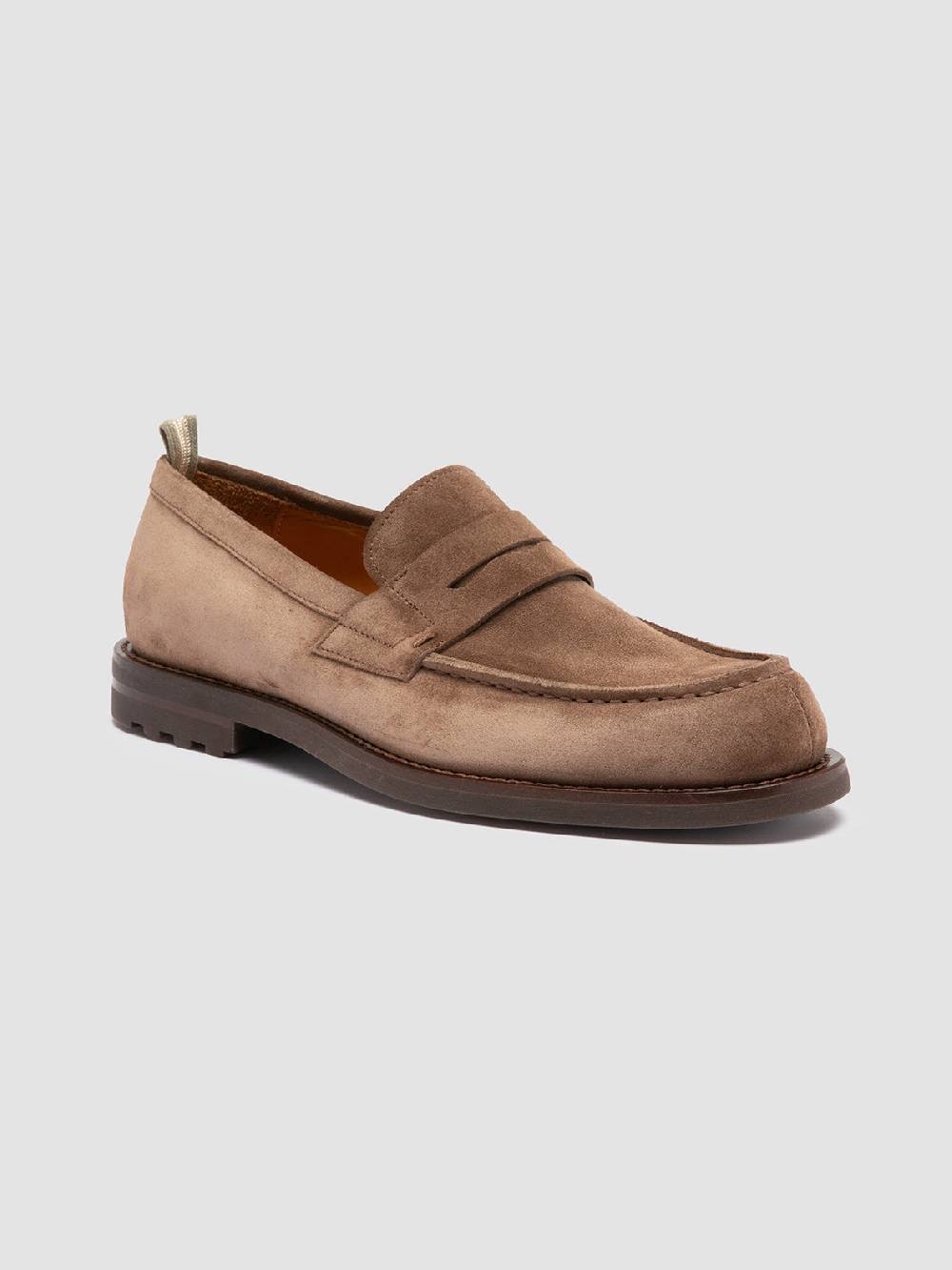 Officine Creative BELMONDO 006 Mocassini Penny in Pelle Scamosciata Tortora Moda