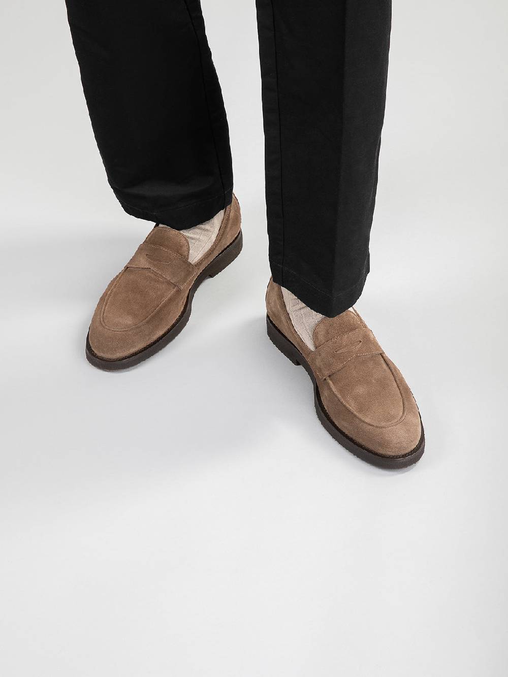 Officine Creative OPERA FLEXI 101 Mocassini Penny in Camoscio Marrone Negozi Online