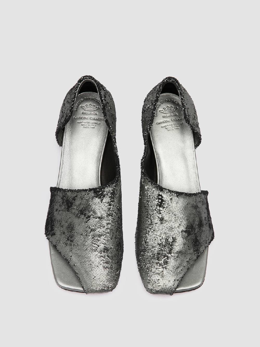 Officine Creative TESSA 009 Silver Leather Mule Sandals Offerte
