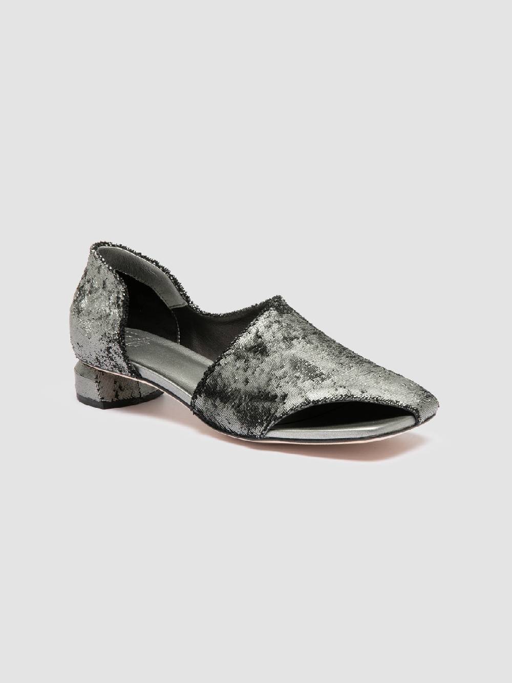 Officine Creative TESSA 009 Silver Leather Mule Sandals Offerte