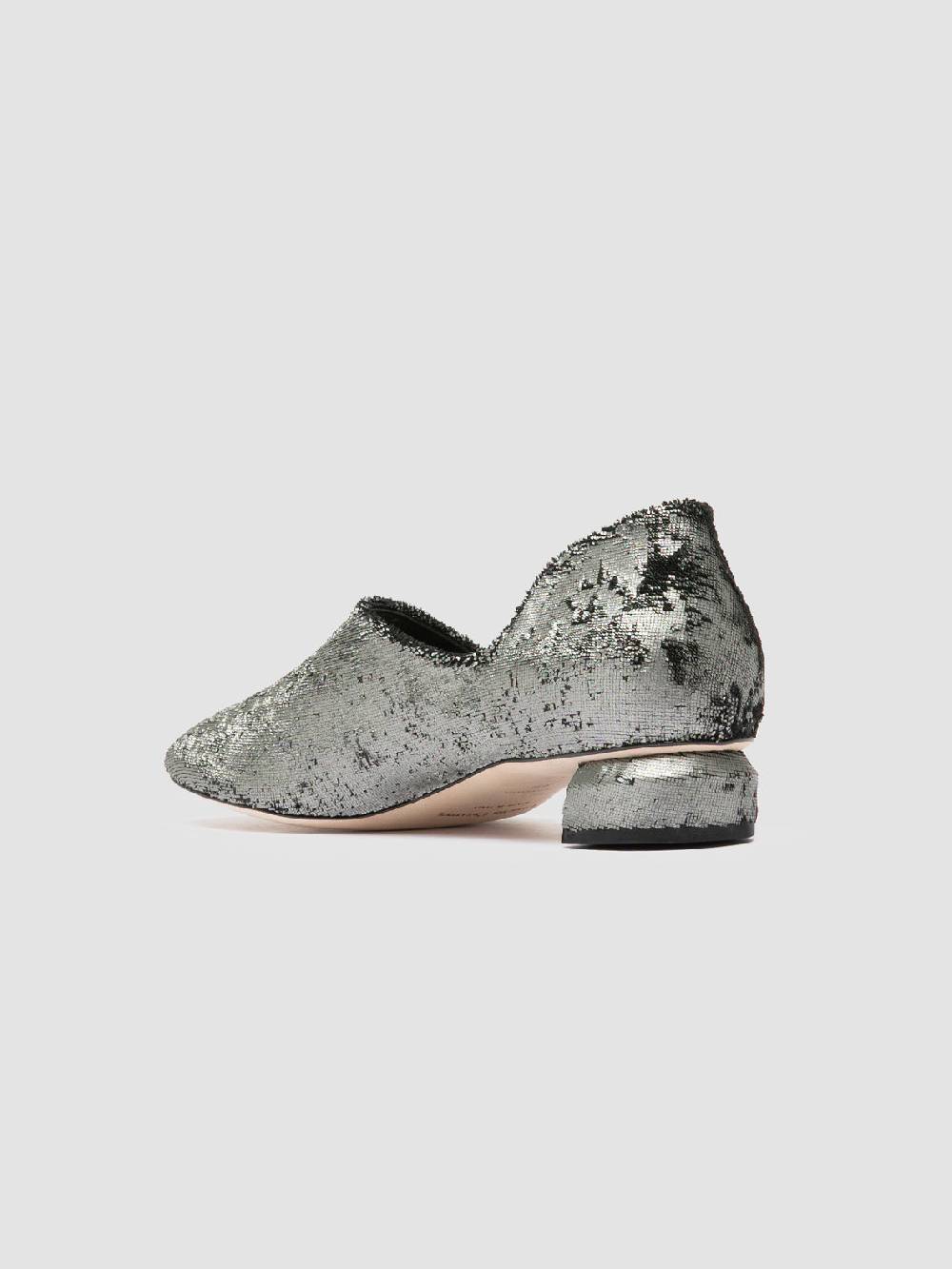Officine Creative TESSA 009 Silver Leather Mule Sandals Offerte