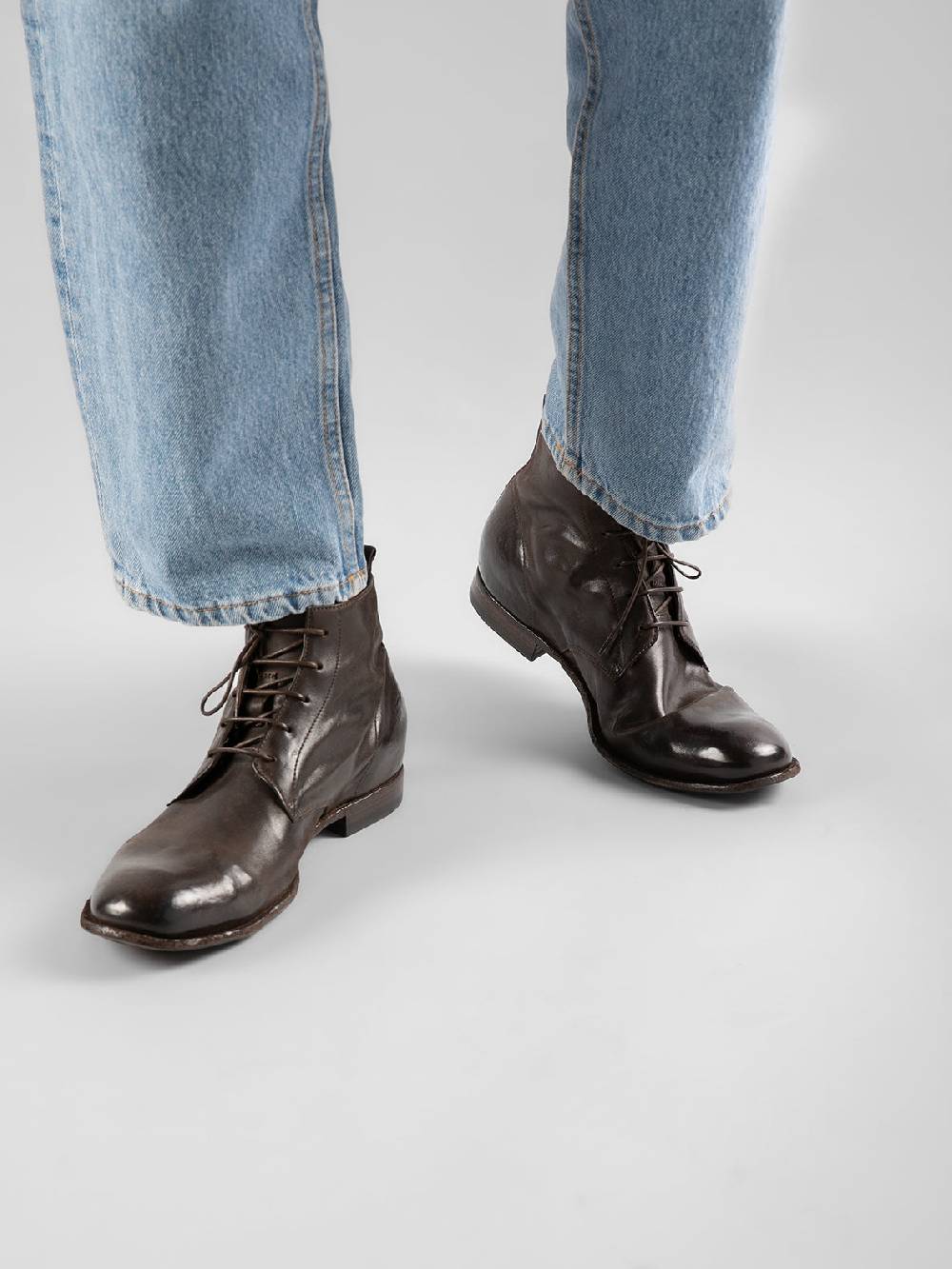 Officine Creative STEREO 004 Stivaletti in Pelle Marrone In Linea