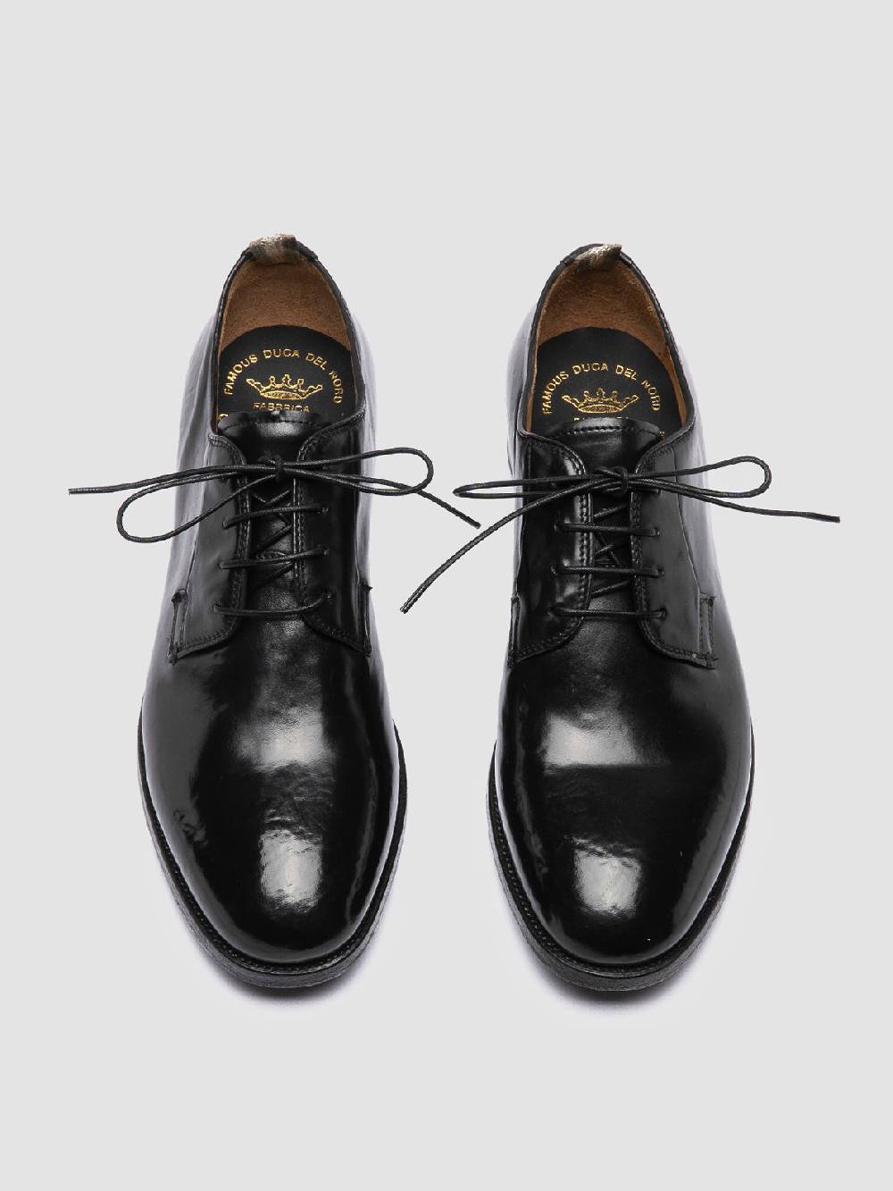 Officine Creative VANDERBILT CAOU 013 Scarpe Derby Nere in Pelle Negozi Online