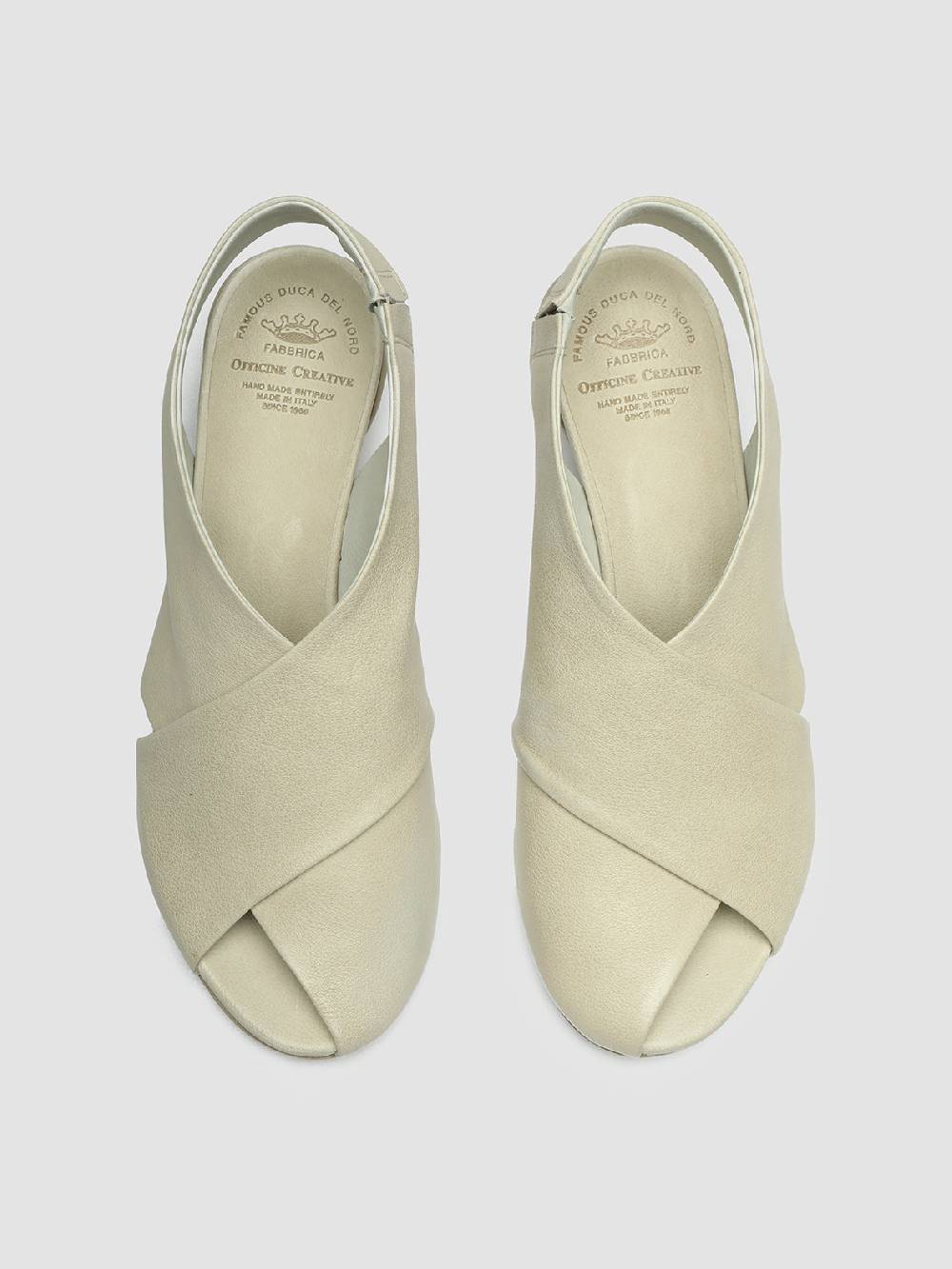 Officine Creative HELYETTE 024 Off White Leather Slide Sandals Sottocosto