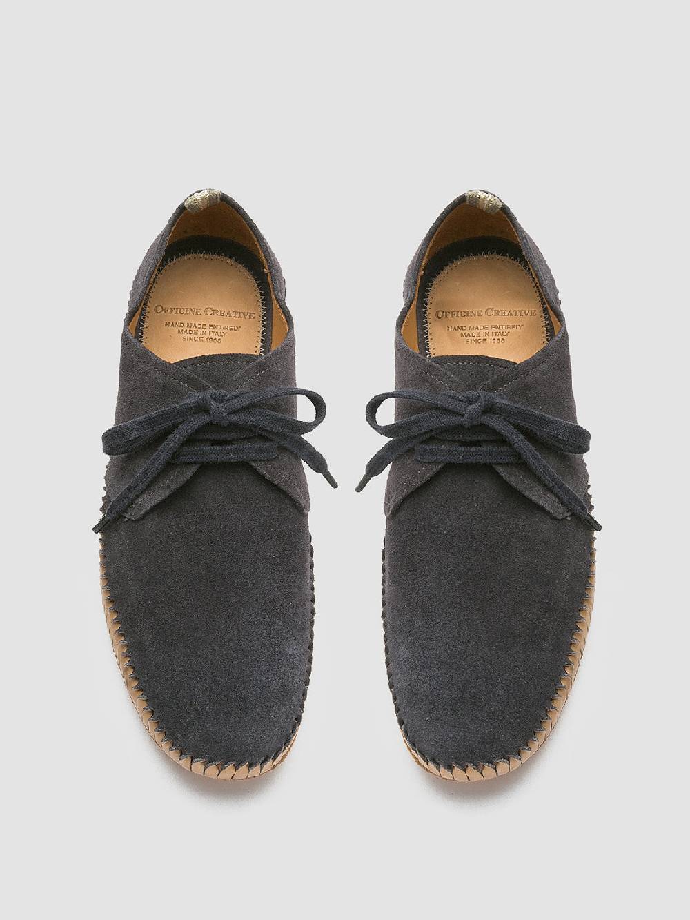 Officine Creative MAURICE 001 Blue Suede Derby Shoes Saldi Di Fabbrica