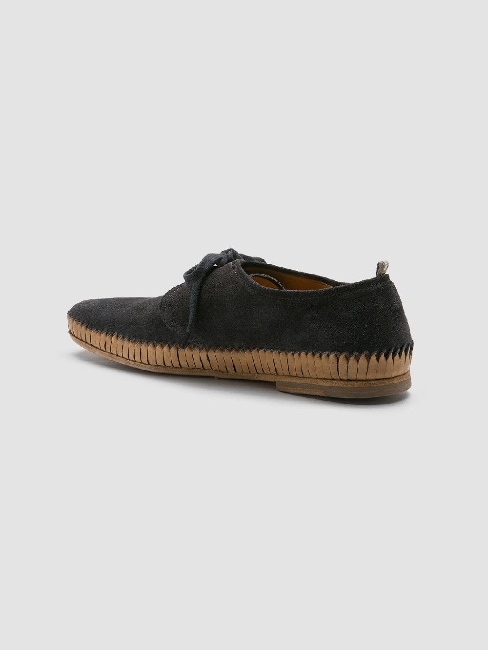 Officine Creative MAURICE 001 Blue Suede Derby Shoes Saldi Di Fabbrica