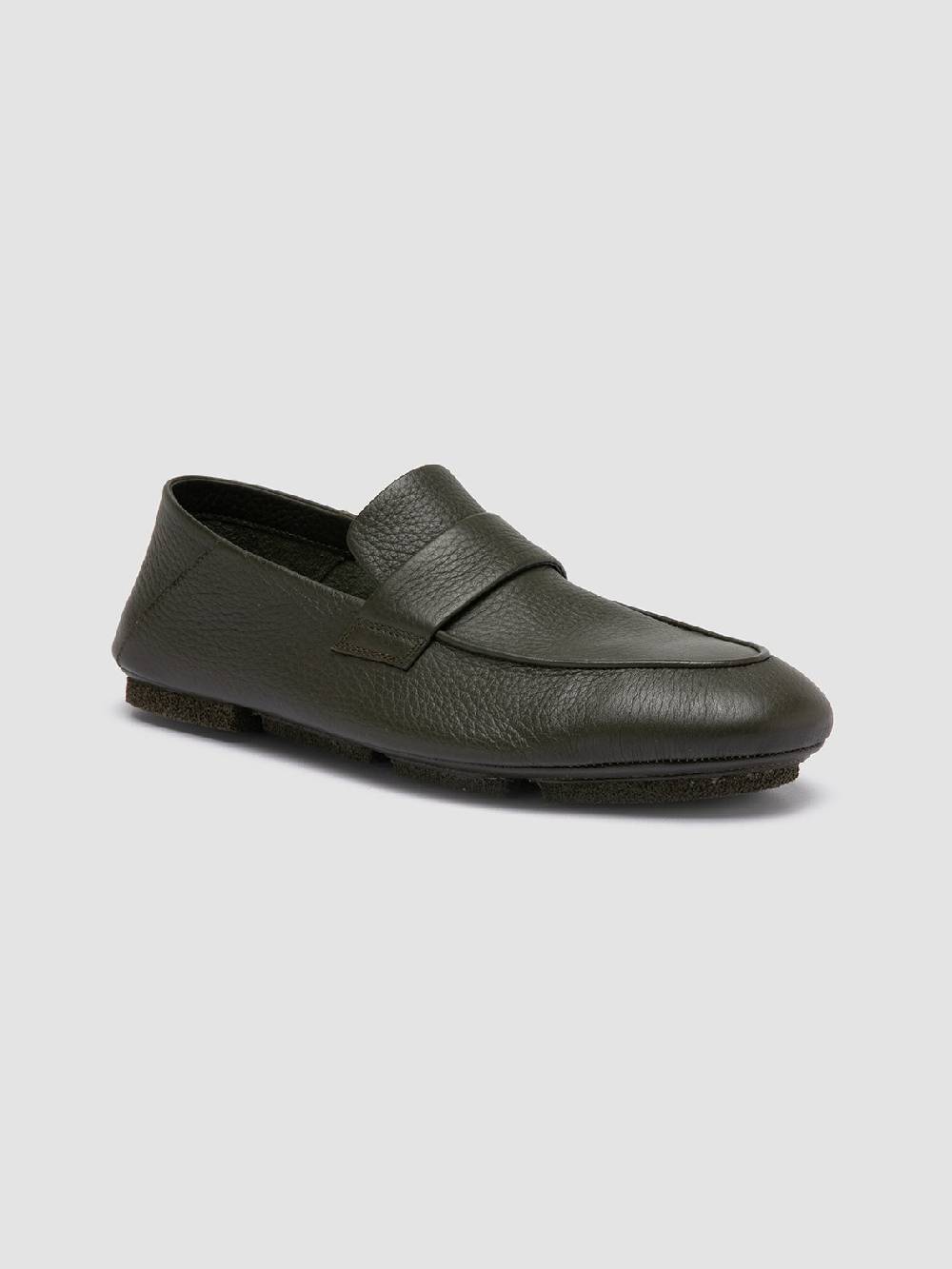 Officine Creative C-SIDE 001 Green Leather Loafers Moda