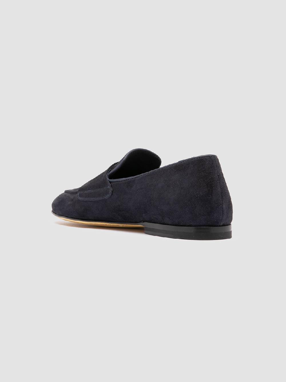 Officine Creative AIRTO 010 Mocassini Penny in Pelle Scamosciata Blu In Linea