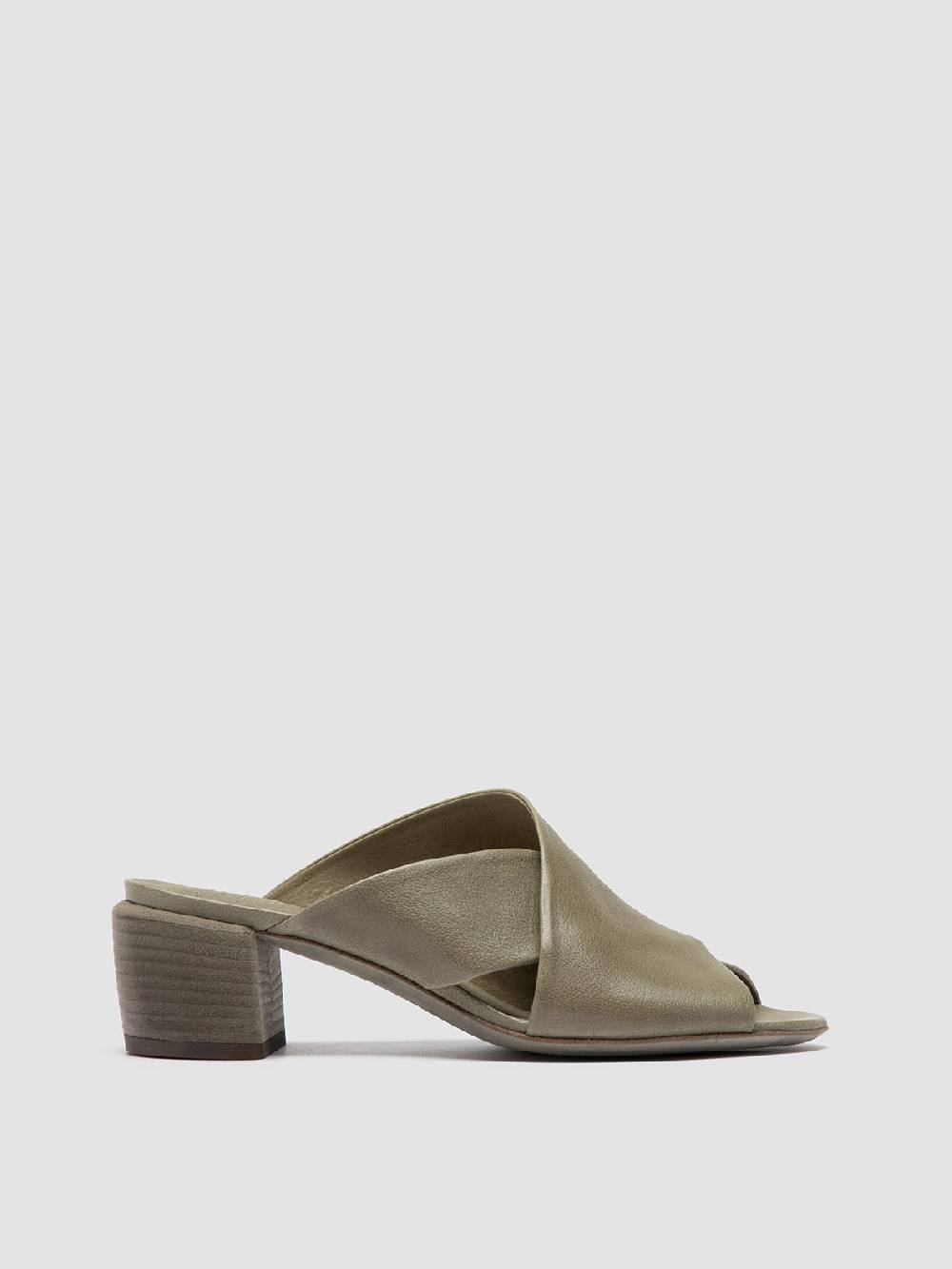 Officine Creative HADRY 007 Sandali Slide in Pelle Verde Offerta