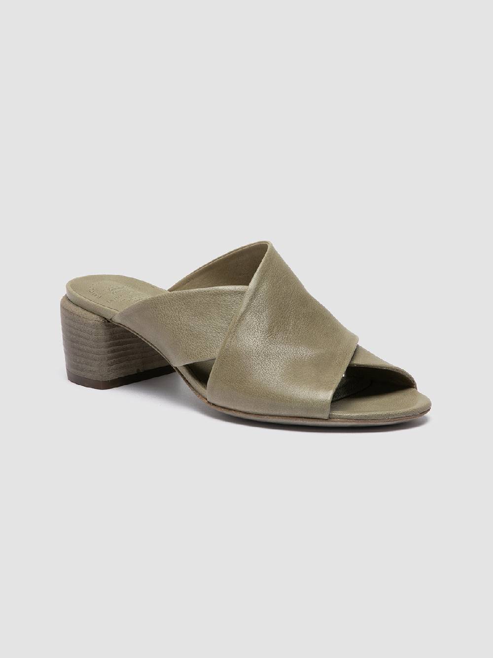 Officine Creative HADRY 007 Sandali Slide in Pelle Verde Offerta