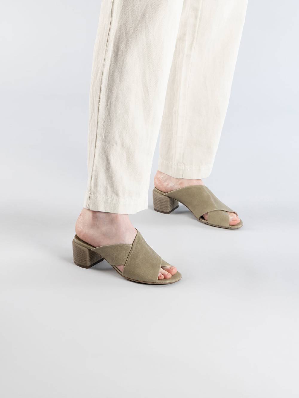 Officine Creative HADRY 007 Sandali Slide in Pelle Verde Offerta