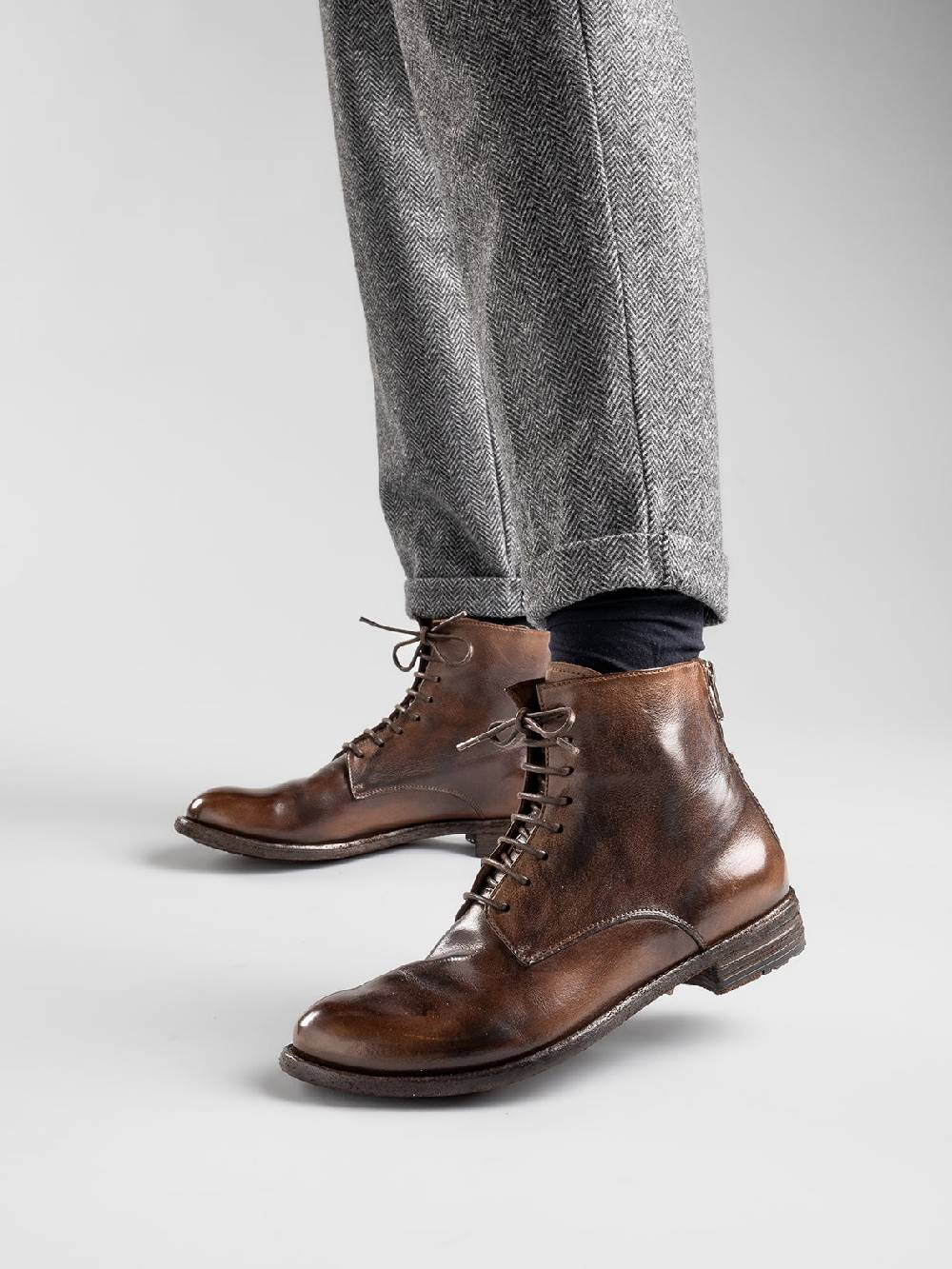 Officine Creative LEXIKON 123 Stivaletti in Pelle Marrone con Zip 2025