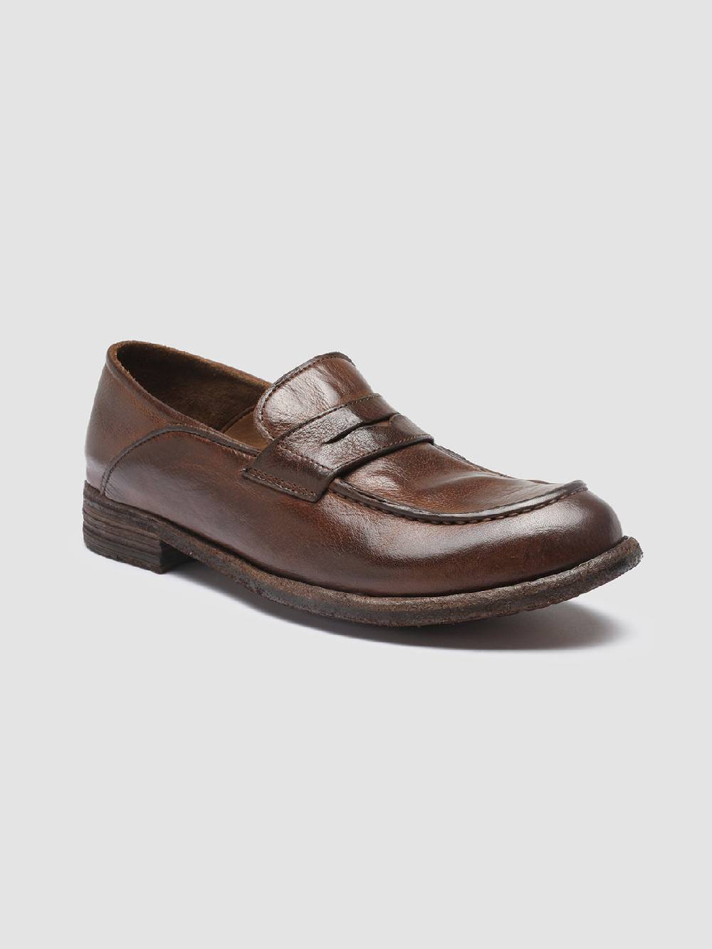 Officine Creative LEXIKON 140 Mocassini Penny Loafer in Pelle Marrone Nuovo