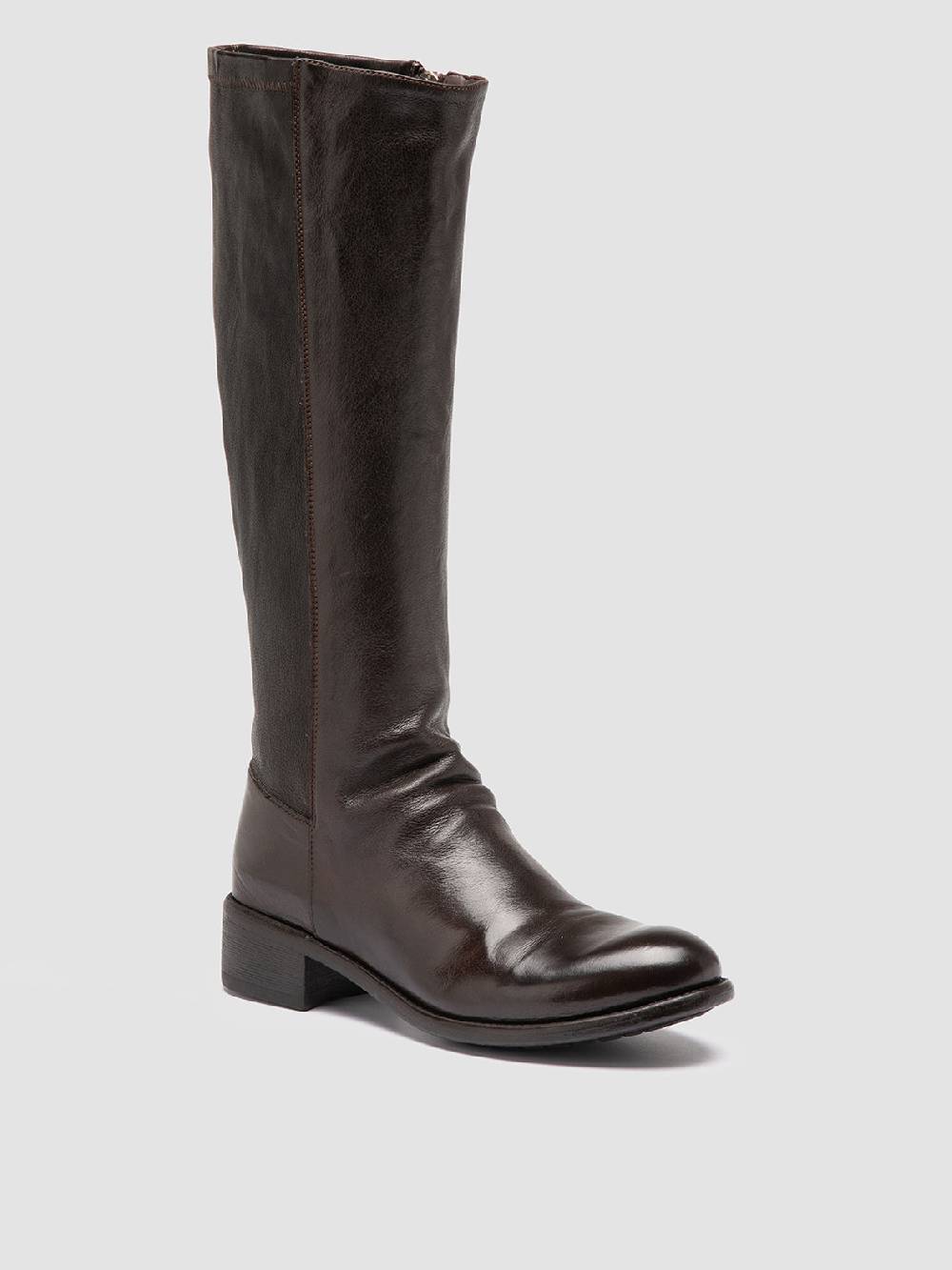 Officine Creative LIS 005 Stivali con Zip in Pelle Marrone In vendita