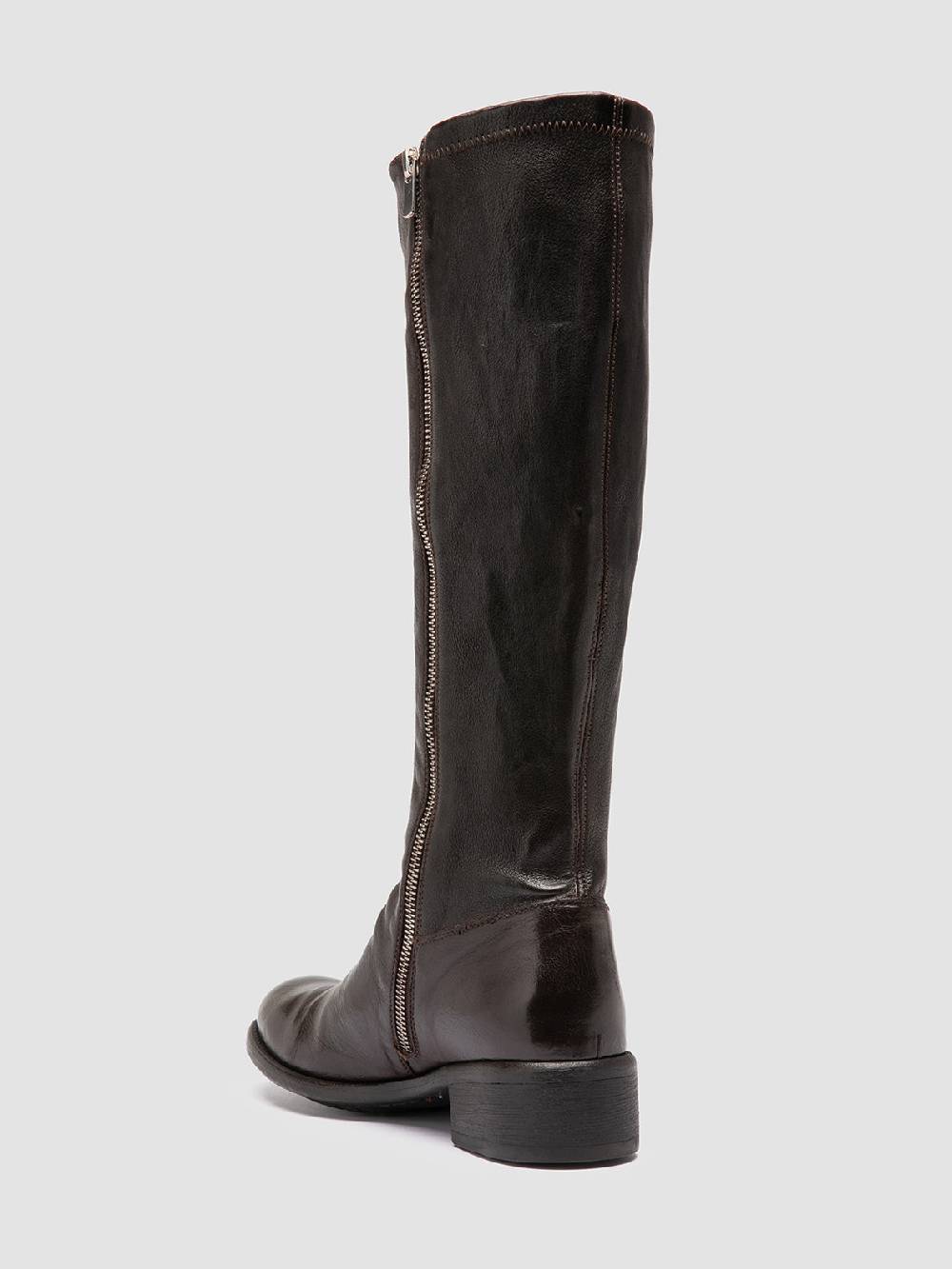 Officine Creative LIS 005 Stivali con Zip in Pelle Marrone In vendita