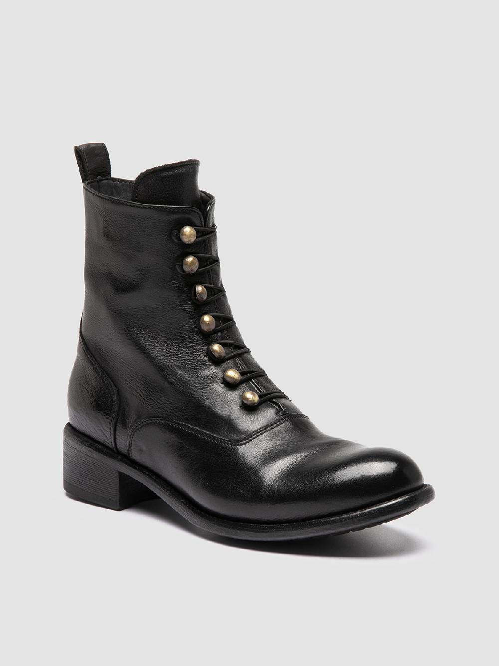 Officine Creative LIS 006 Stivali con Zip in Pelle Nera Duty-free