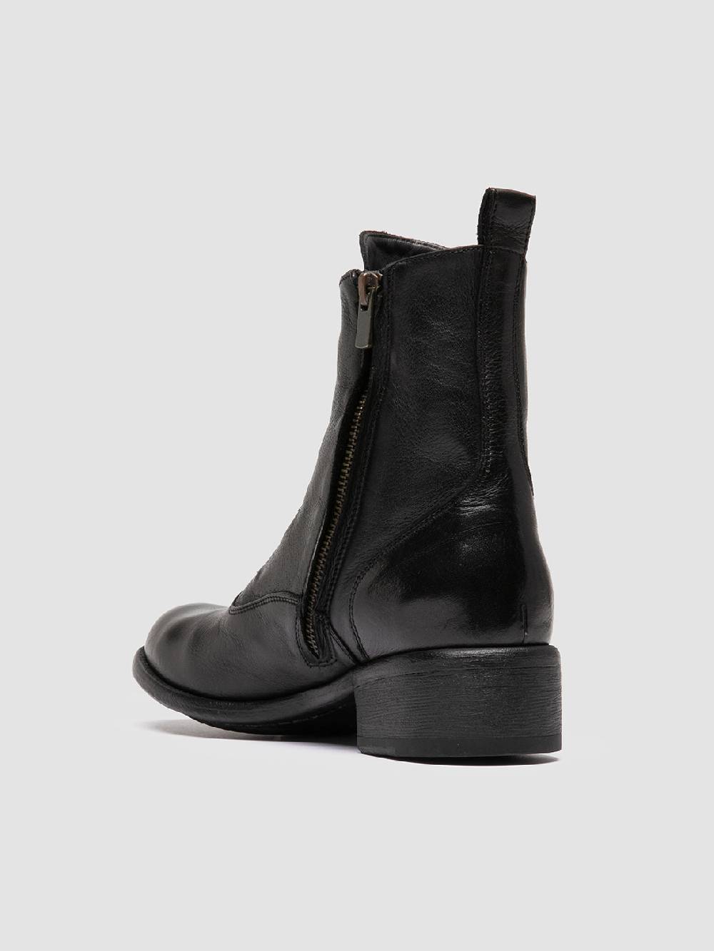 Officine Creative LIS 006 Stivali con Zip in Pelle Nera Duty-free