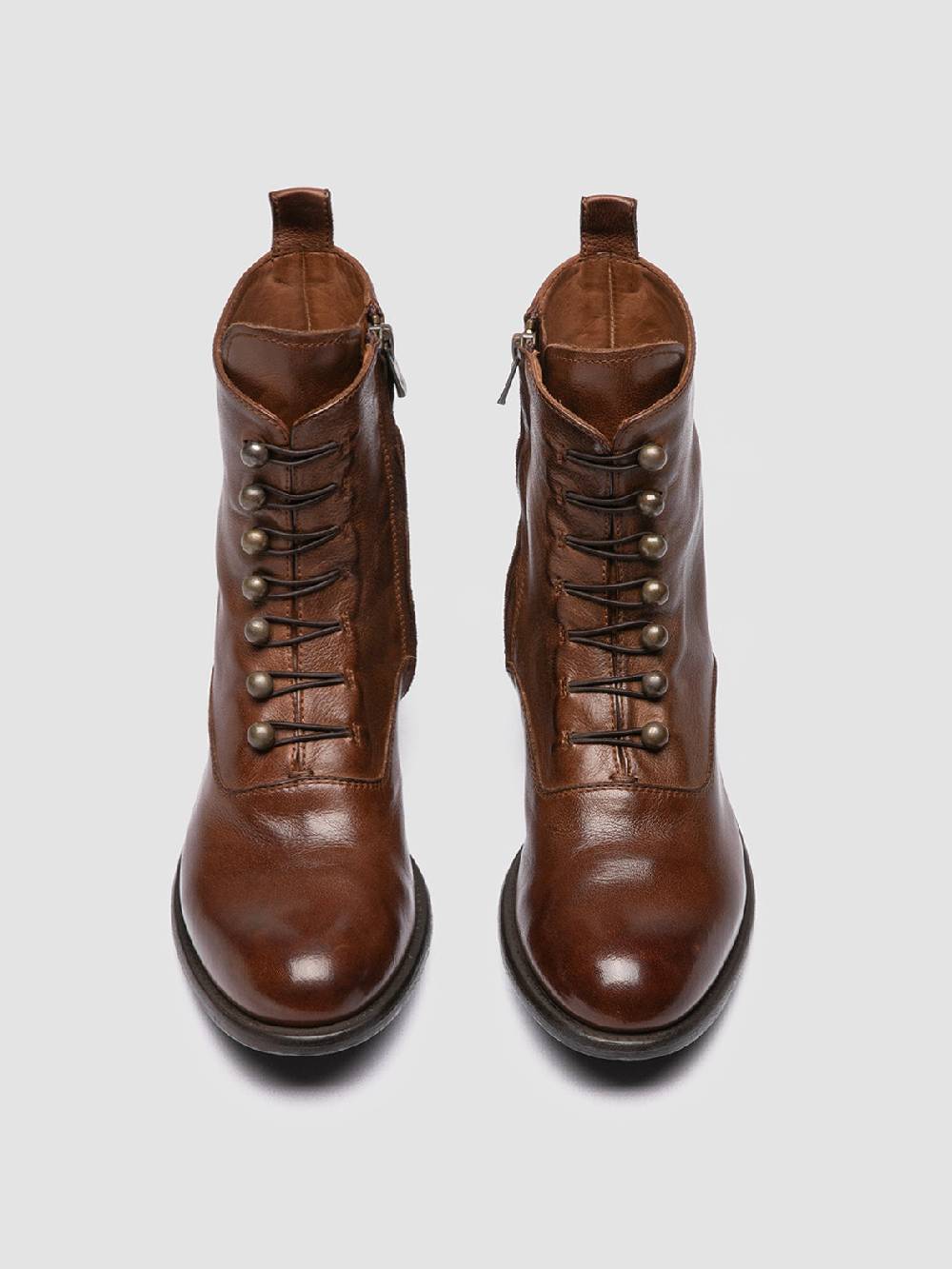 Officine Creative LIS 006 Stivali con Zip in Pelle Marrone 50% di sconto per tempo limitato