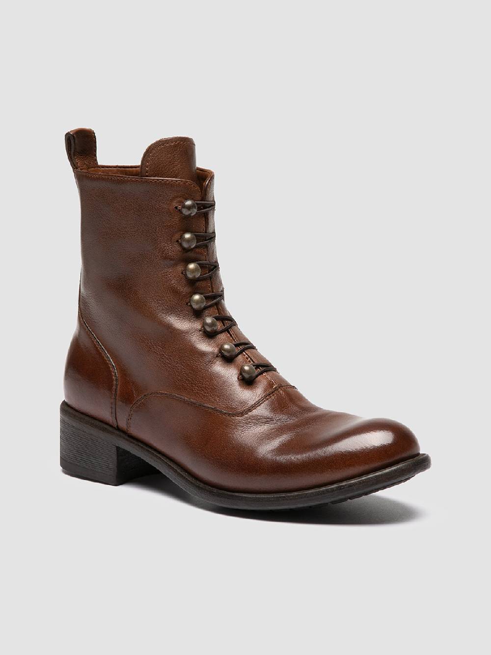 Officine Creative LIS 006 Stivali con Zip in Pelle Marrone 50% di sconto per tempo limitato