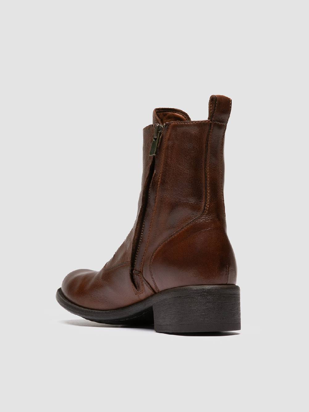 Officine Creative LIS 006 Stivali con Zip in Pelle Marrone 50% di sconto per tempo limitato