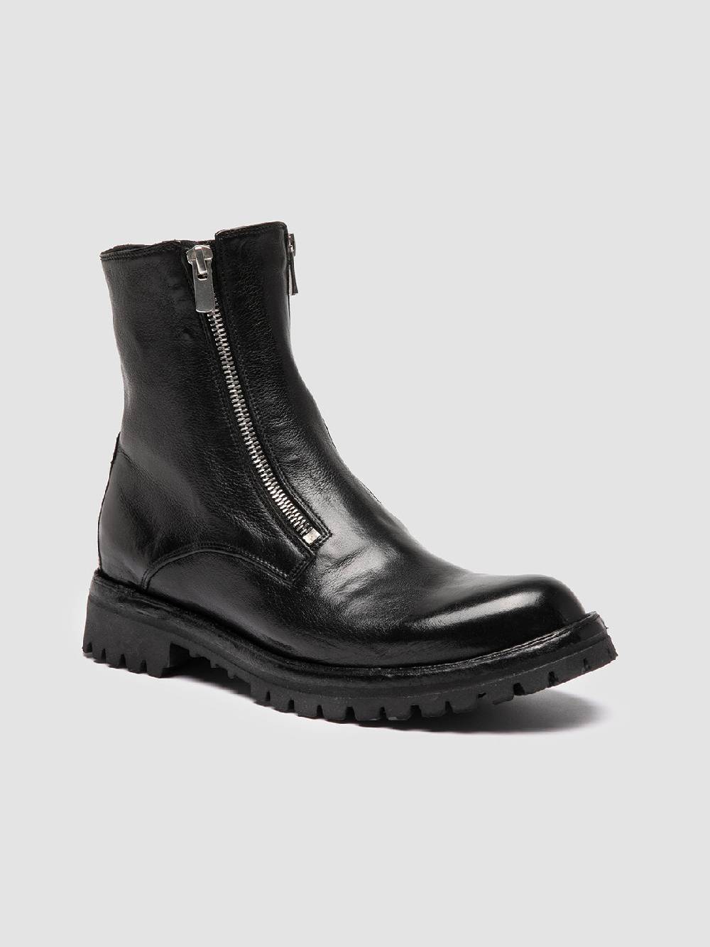 Officine Creative LORAINE 026 Stivali con Zip in Pelle Nera Italy