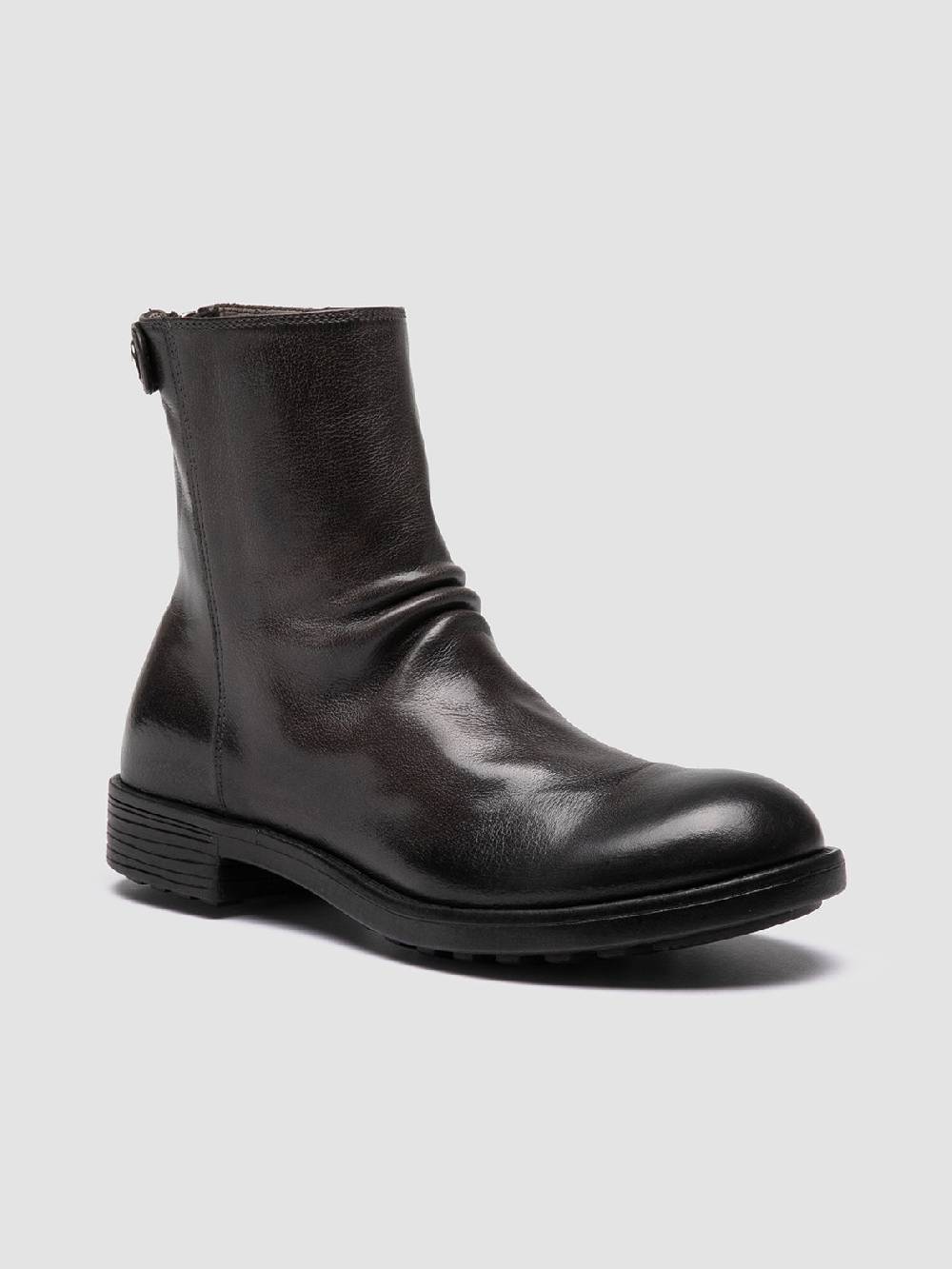Officine Creative SERGEANT 104 Stivali con Zip in Pelle Grigia Soddisfazione Garantita