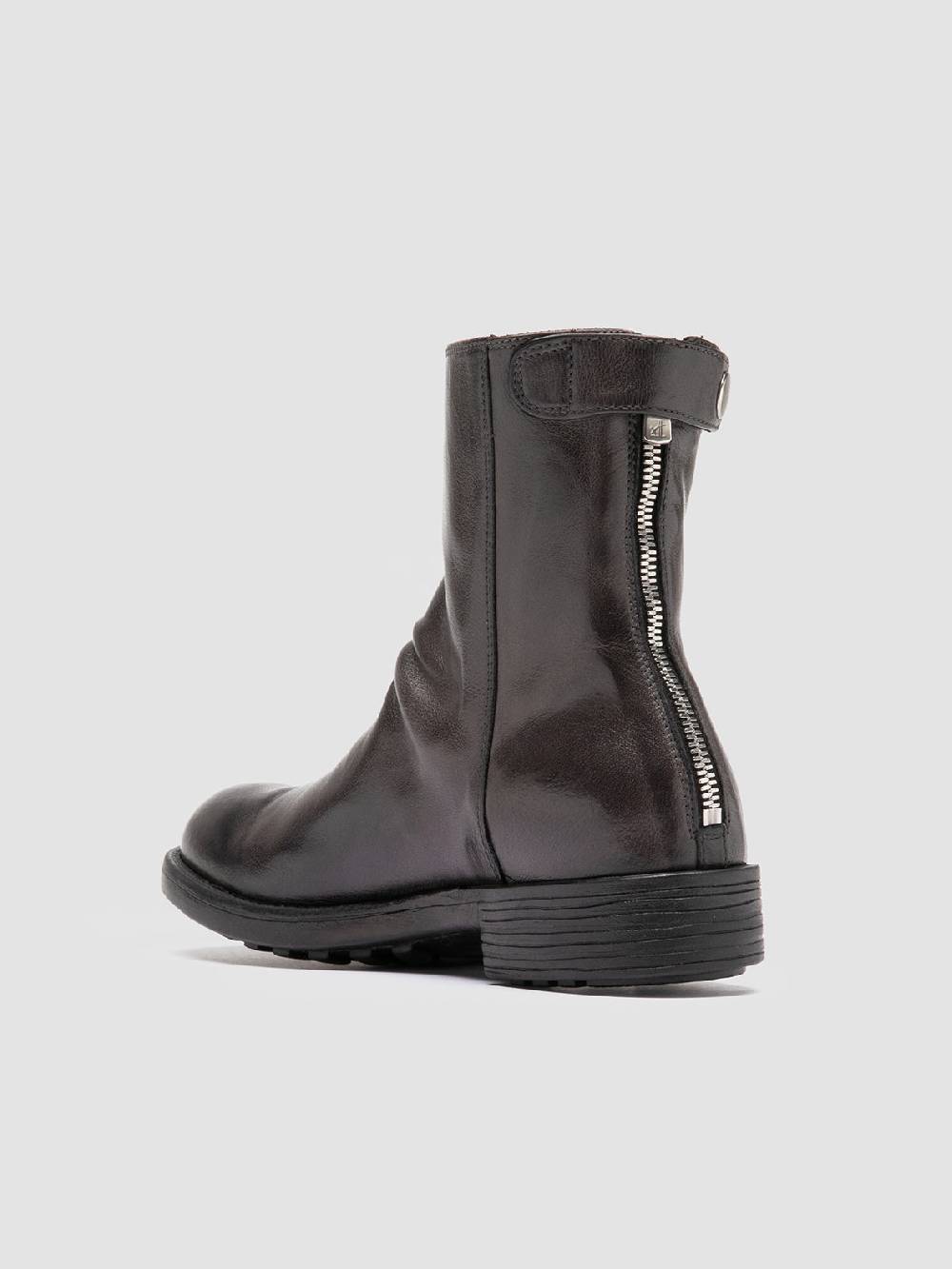 Officine Creative SERGEANT 104 Stivali con Zip in Pelle Grigia Soddisfazione Garantita