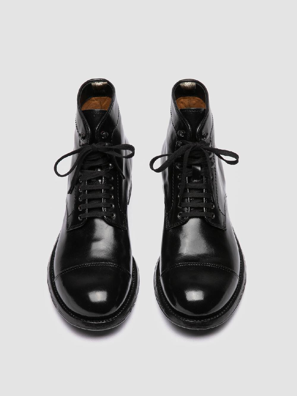 Officine Creative ADMIRAL 005 Stivali Stringati in Pelle Nera Sottocosto