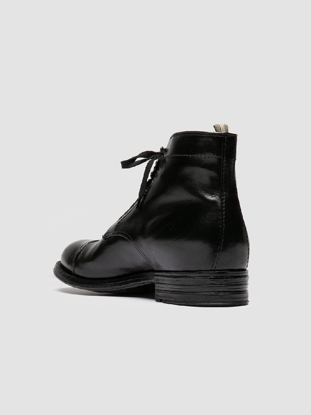 Officine Creative ADMIRAL 005 Stivali Stringati in Pelle Nera Sottocosto