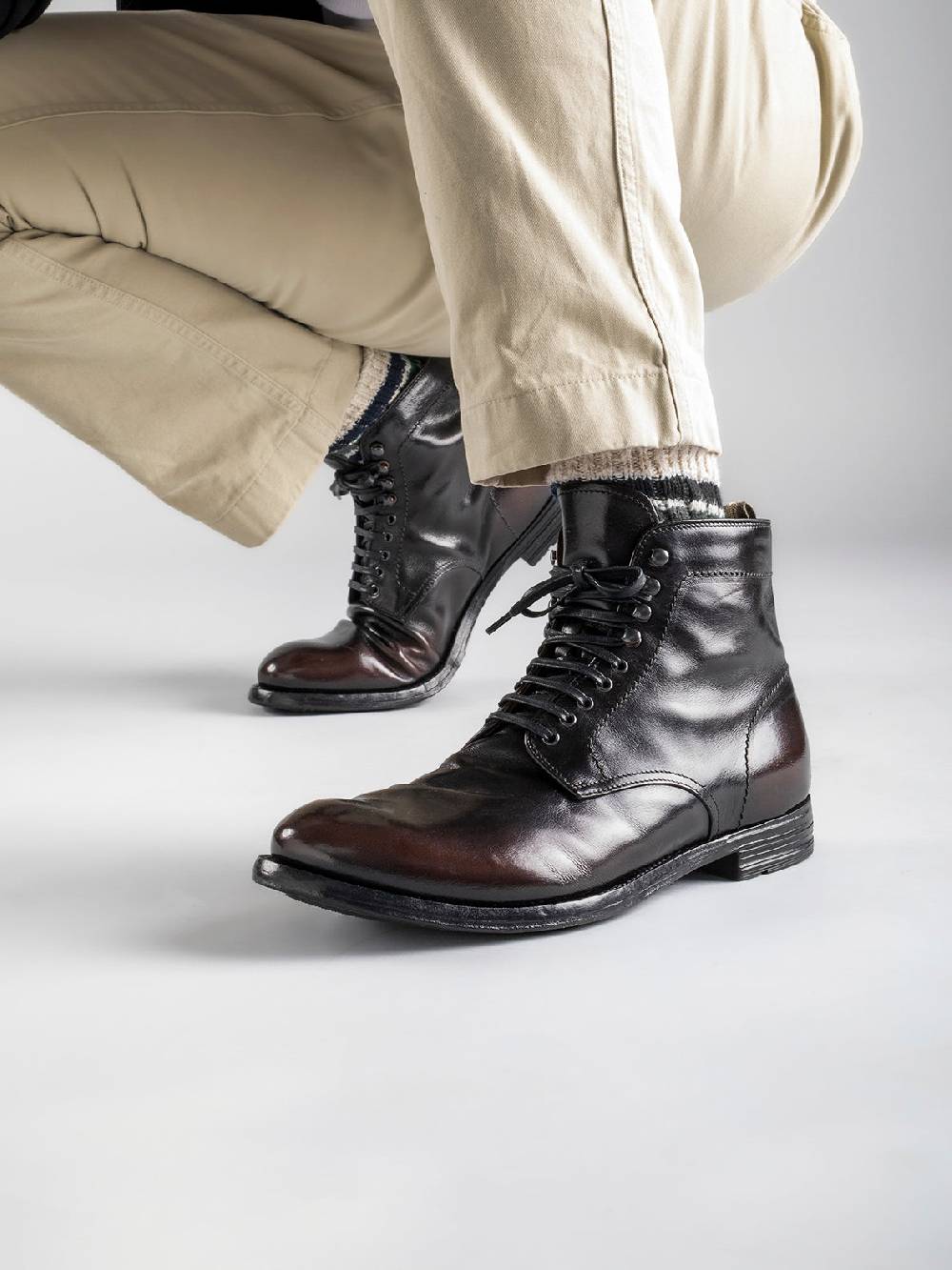 Officine Creative ANATOMIA 013 Stivaletti in Pelle Nera Sconto