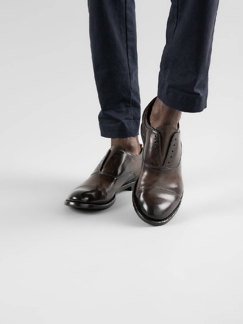 Officine Creative ANATOMIA 08 Oxford in Pelle Marrone Saldi Di Fabbrica