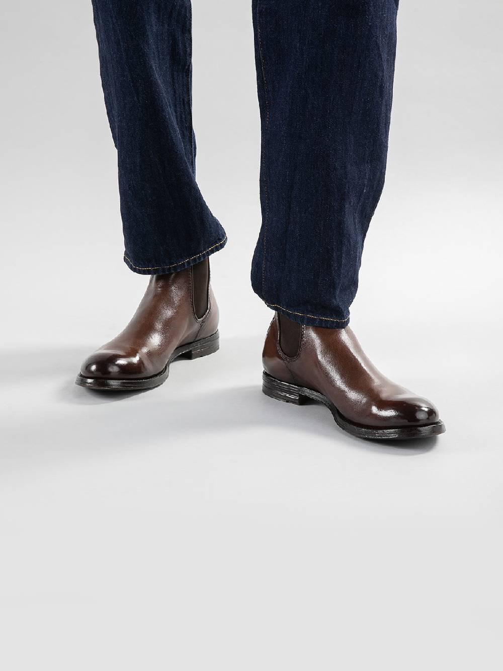 Officine Creative ANATOMIA 083 Stivaletti Chelsea in Pelle Marrone Vendite Flash