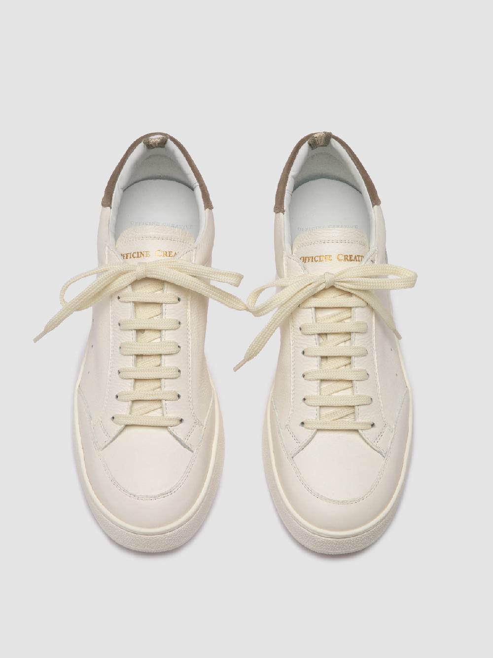 Officine Creative THE DIME 001 Sneaker Basse in Pelle Scamosciata Bianca Offerta San Valentino