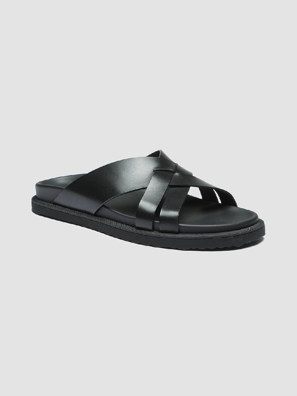 Officine Creative CHARRAT 003 Sandali in Pelle Nera Liquidazione