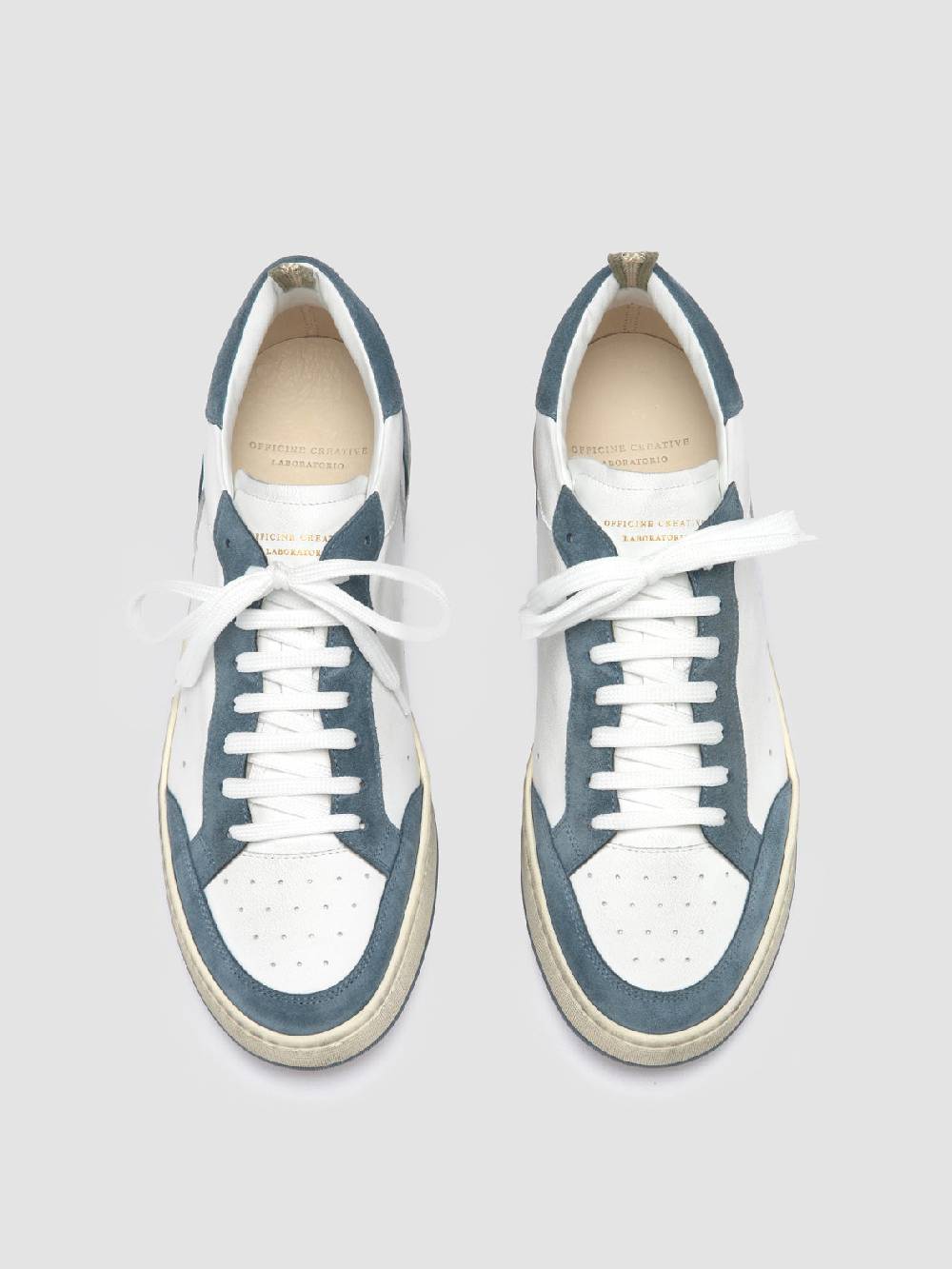 Officine Creative MAGIC 001 Sneakers Basse in Pelle e Camoscio Bianca Super Saving Price