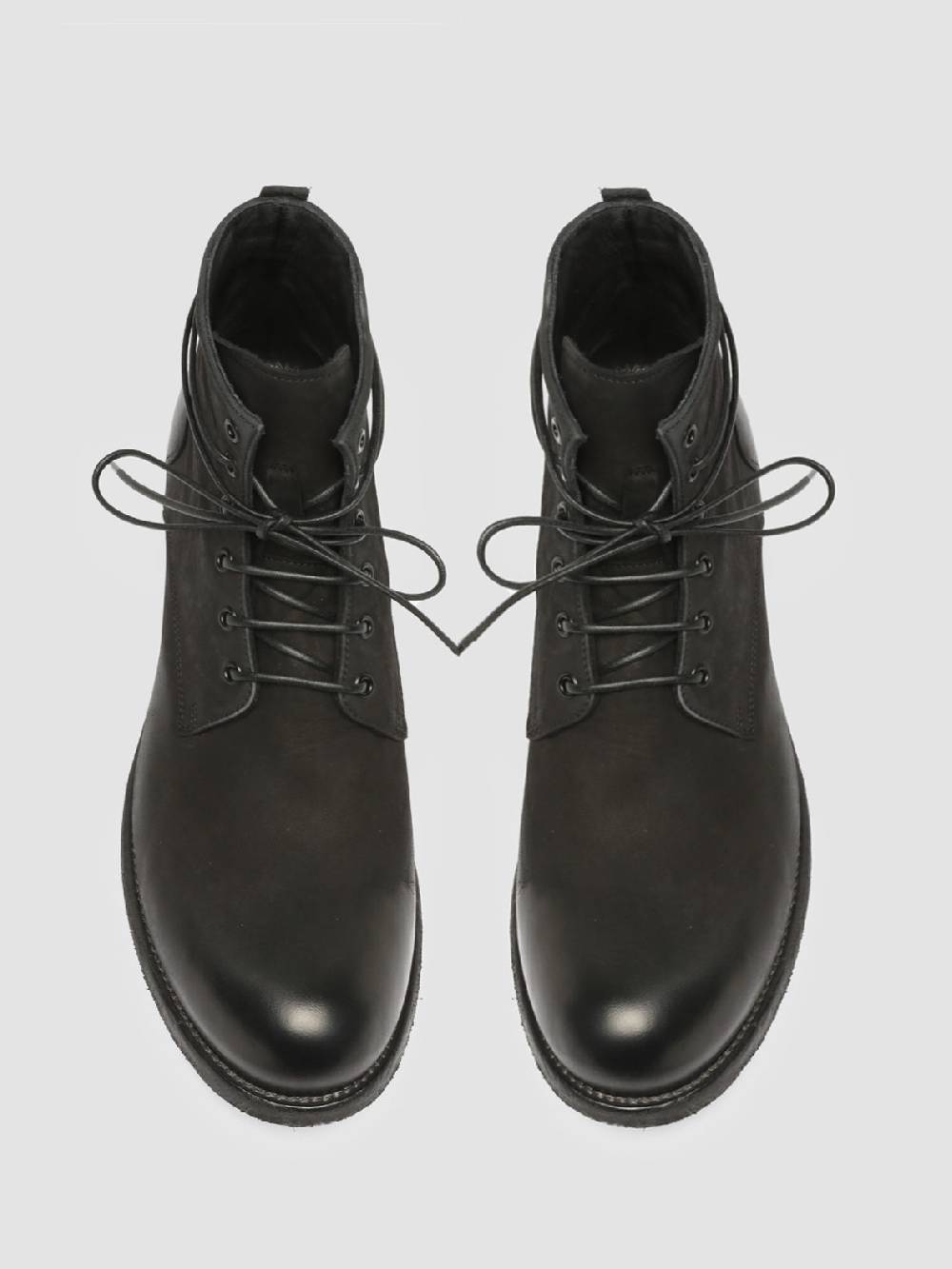 Officine Creative BUBBLE 003 Stivali in Pelle Nera con allacciatura Ultimo giorno