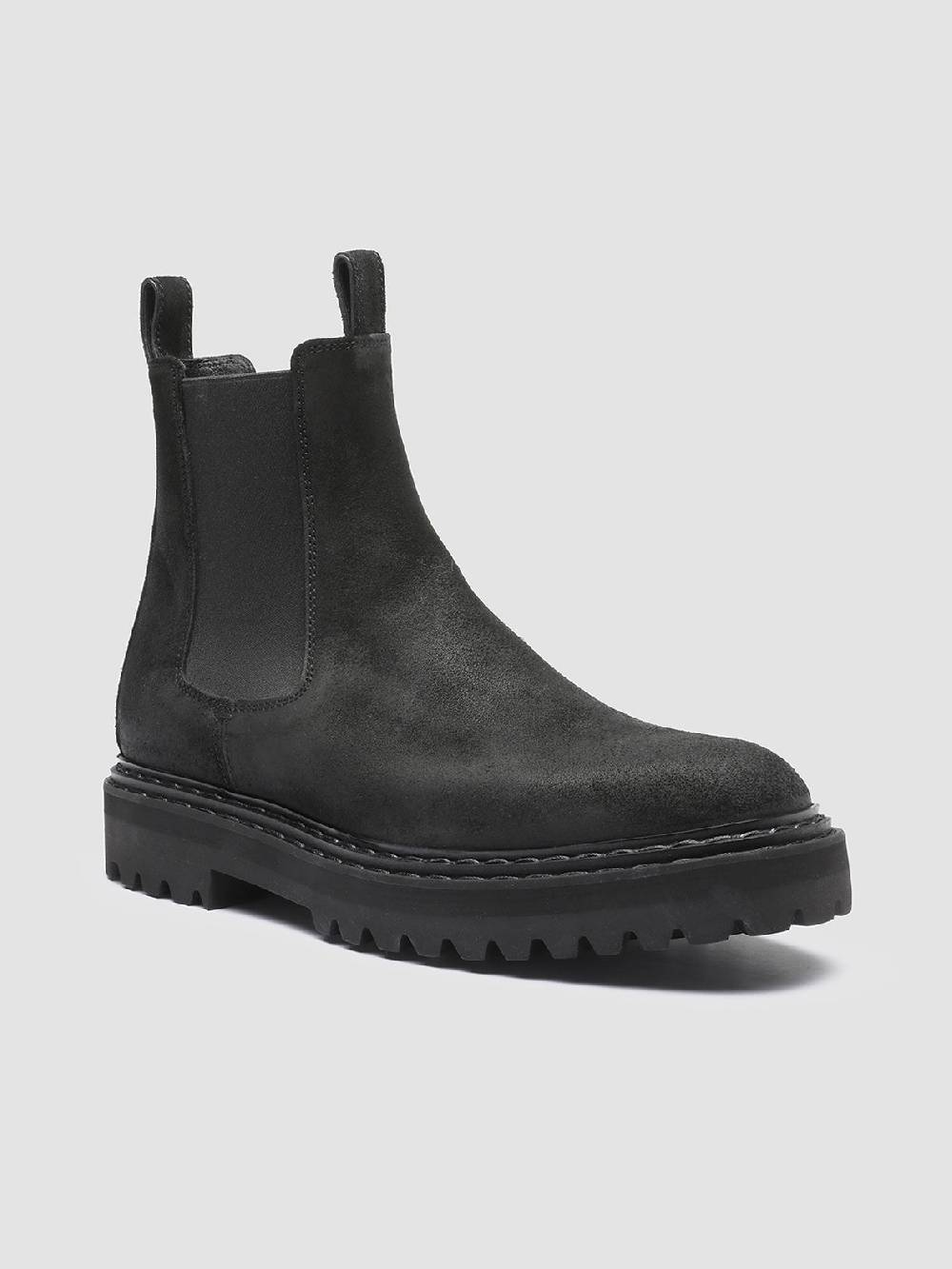 Officine Creative PISTOLS 003 Stivaletti Chelsea in Pelle Scamosciata Nera Sostegno trimestrale