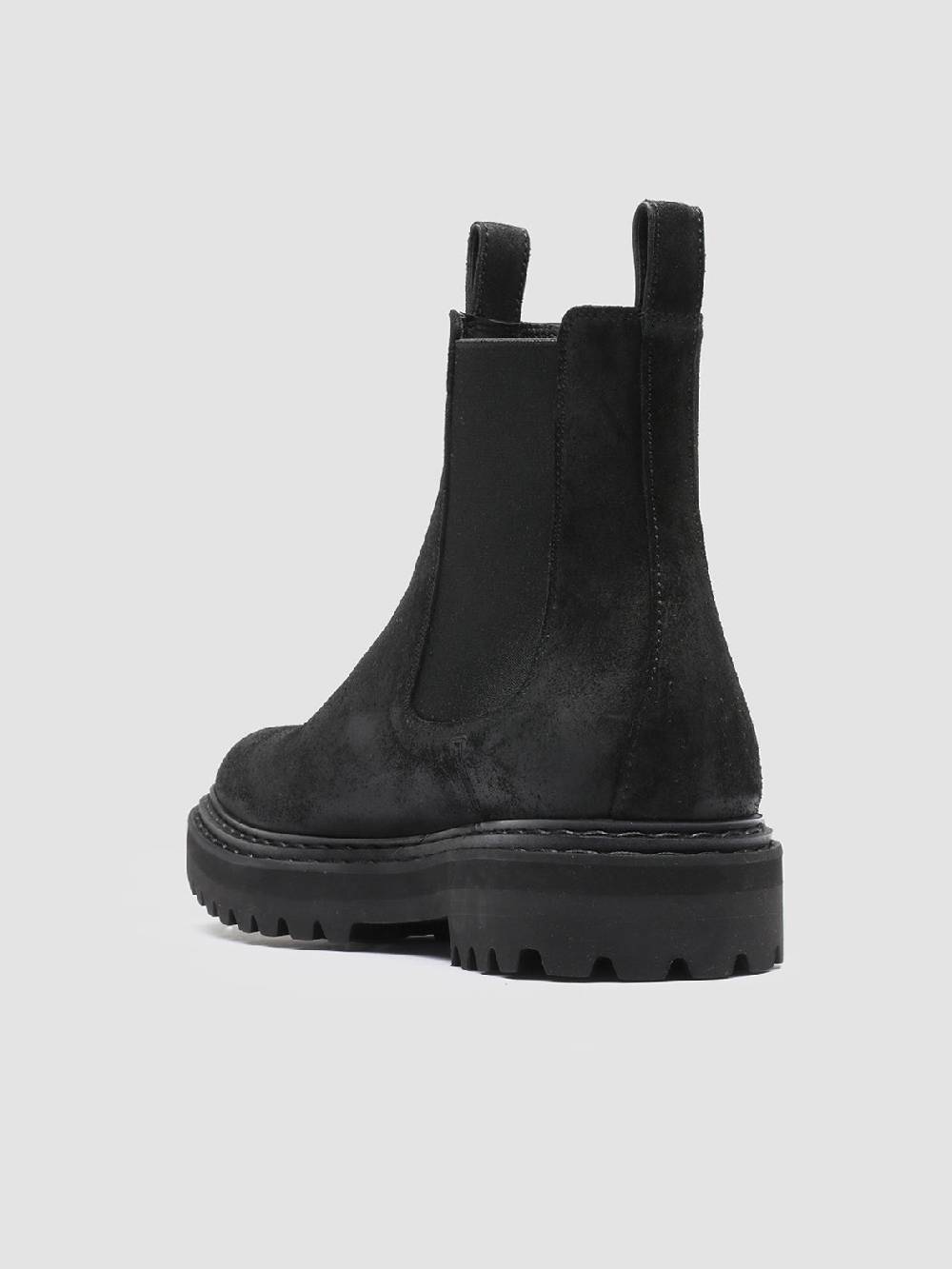 Officine Creative PISTOLS 003 Stivaletti Chelsea in Pelle Scamosciata Nera Sostegno trimestrale