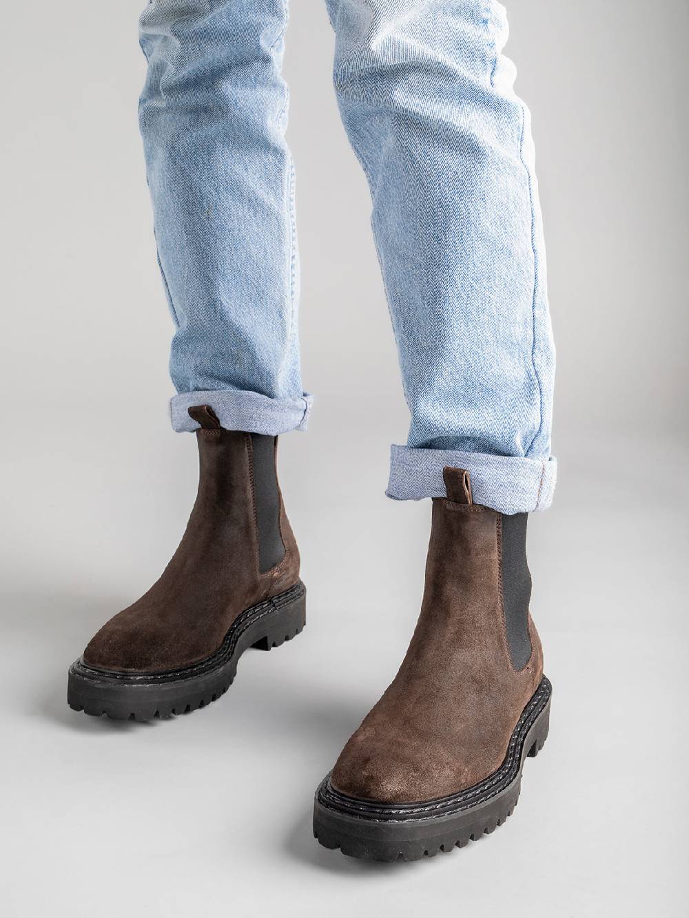 Officine Creative PISTOLS 003 Stivaletti Chelsea in Pelle Scamosciata Nera Sostegno trimestrale