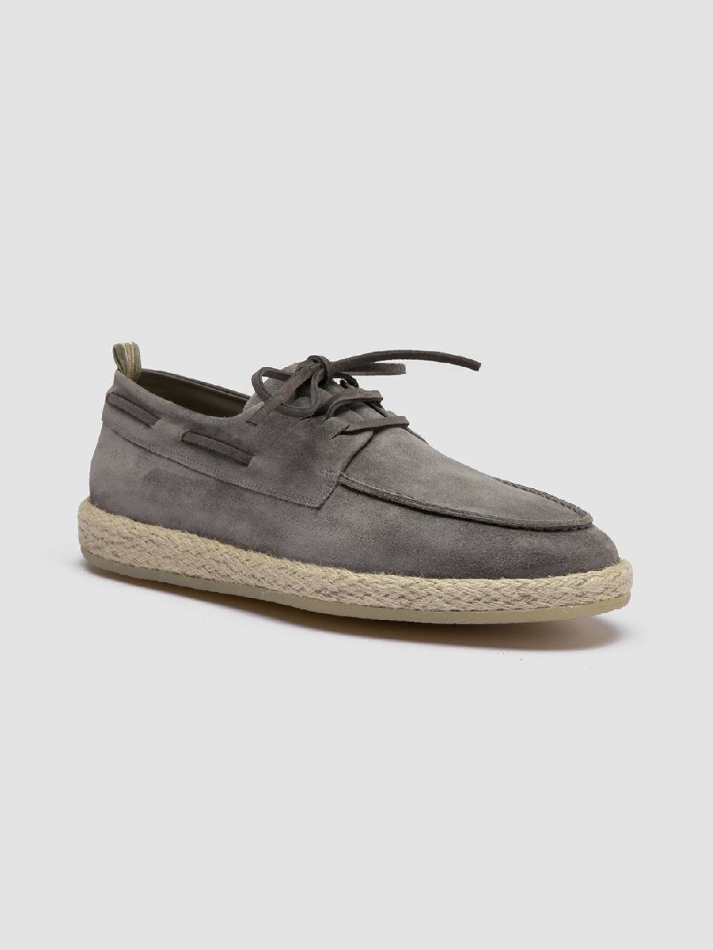 Officine Creative ROPED 005 Scarpe da barca in Pelle Scamosciata grigia Nuovo