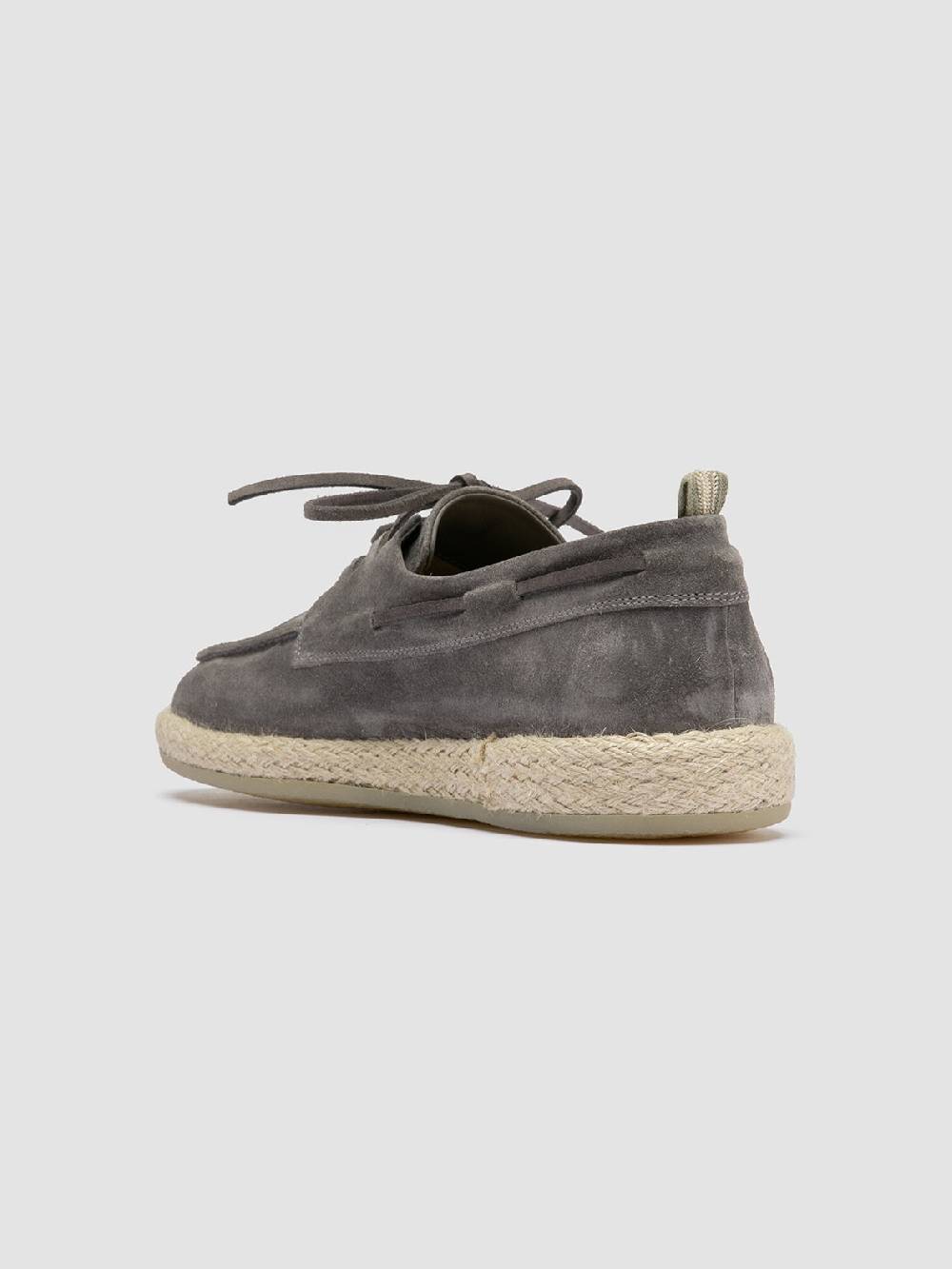Officine Creative ROPED 005 Scarpe da barca in Pelle Scamosciata grigia Nuovo