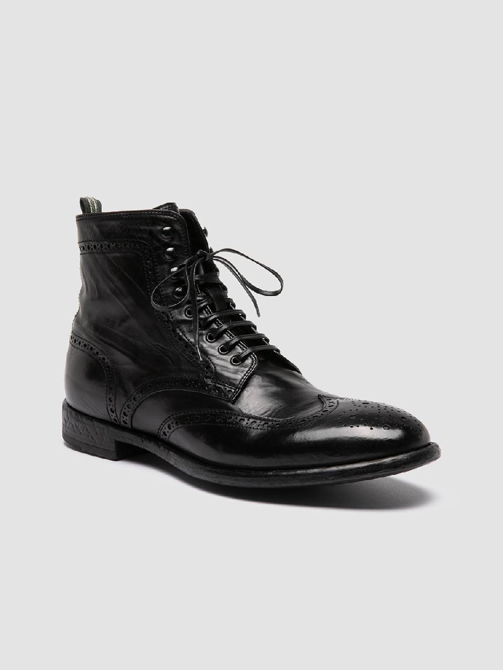 Officine Creative EMORY CAOU 016 Stivali Neri in Pelle Sottocosto