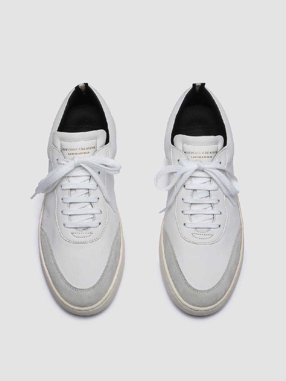 Officine Creative KRIS LUX 001 Sneakers in Pelle Liscia e Scamosciata Bianca In Vendita