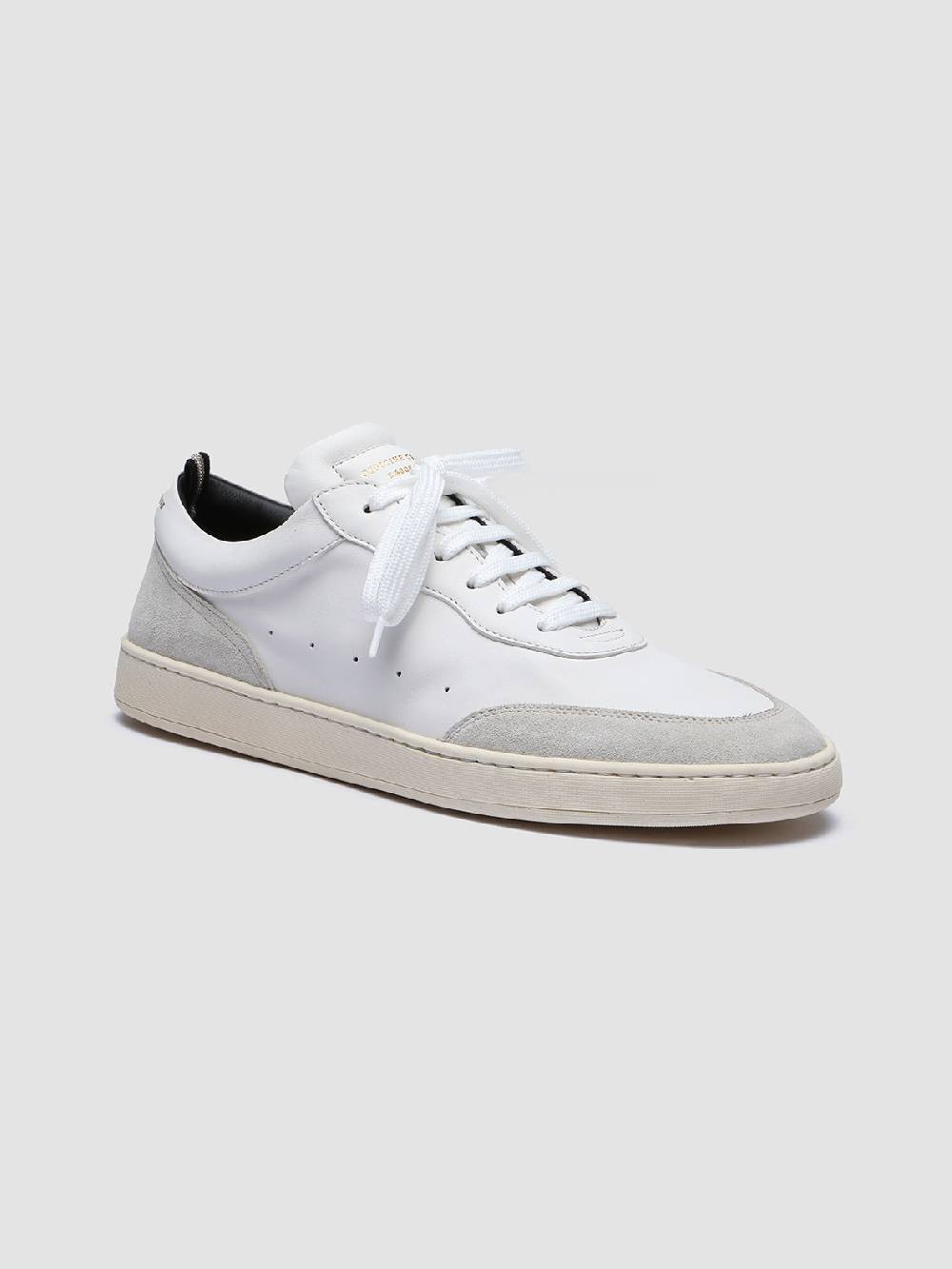 Officine Creative KRIS LUX 001 Sneakers in Pelle Liscia e Scamosciata Bianca In Vendita