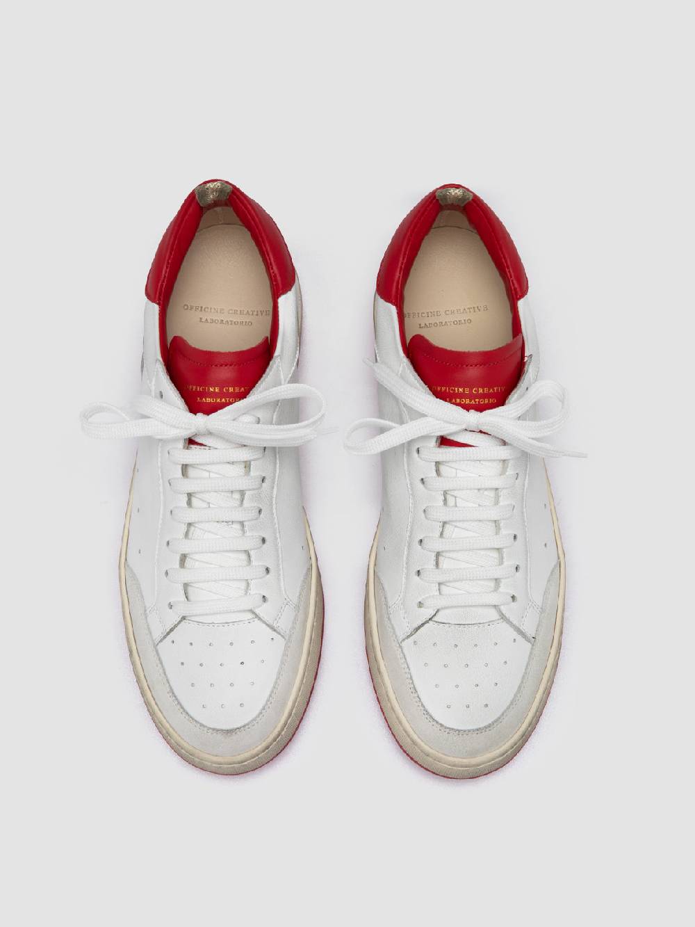 Officine Creative MAGIC 008 Sneakers Basse in Pelle e Camoscio Bianca Vendita Economica
