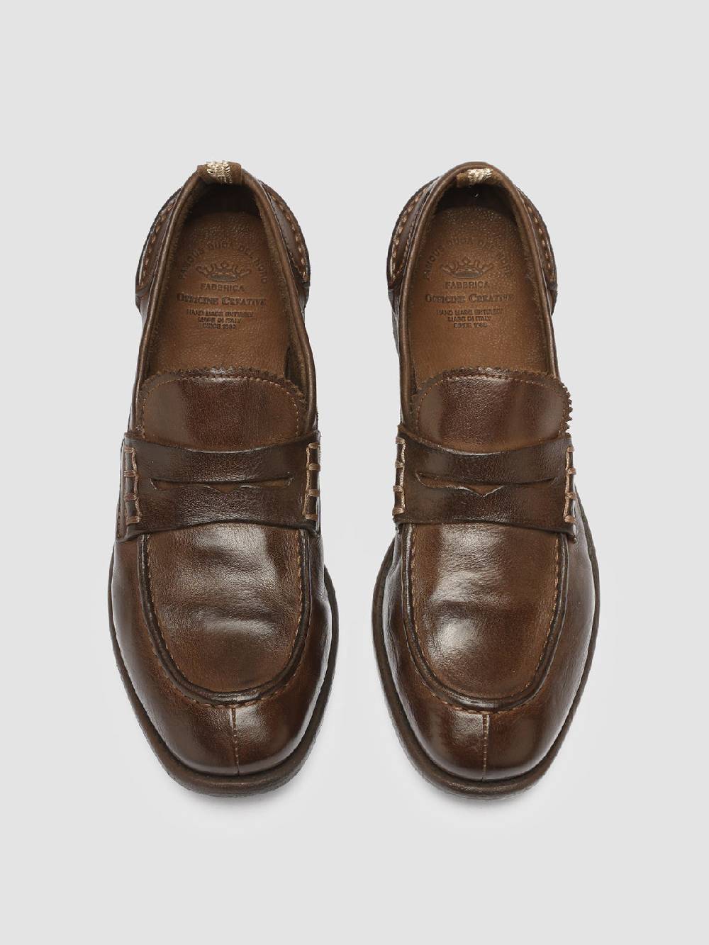 Officine Creative CALIXTE 042 Mocassini Penny in Pelle Marrone Nuova