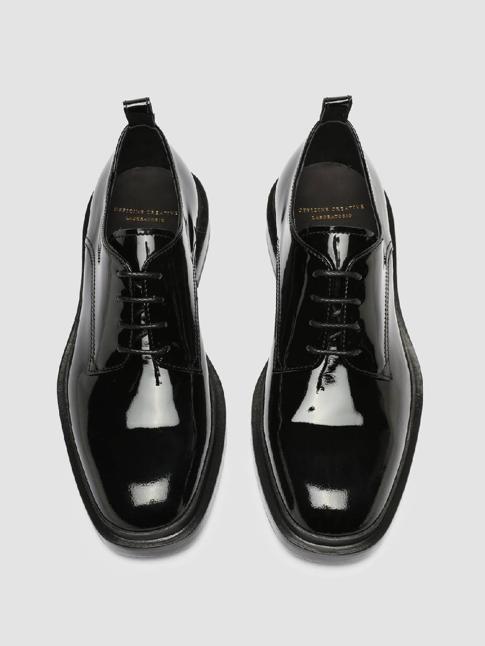 Officine Creative CONCRETE 003 Derby in Pelle Nera Vendita calda